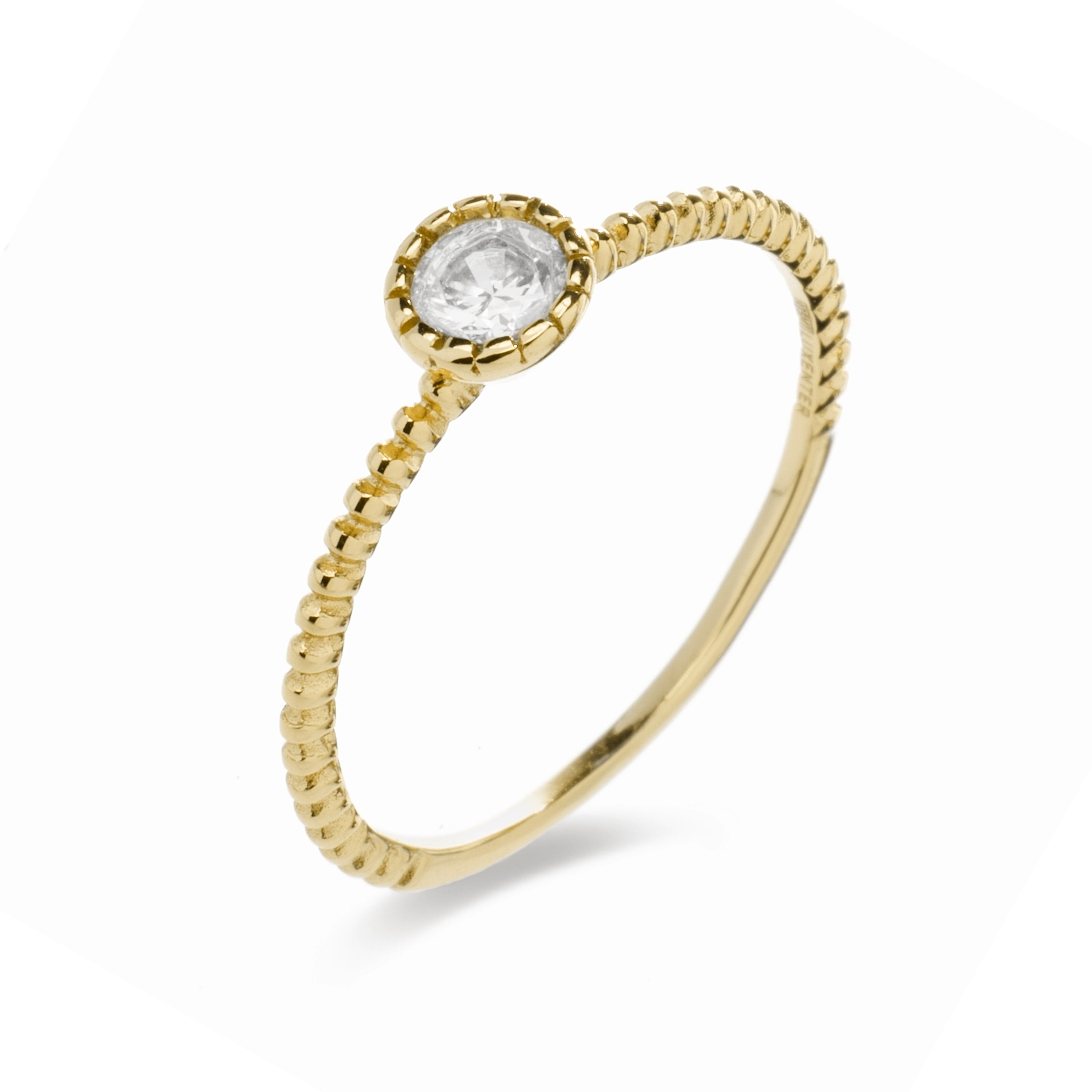925 Sterling Silver Ring with Brilliant Zirconia finished in 18K Yellow Gold - Naadim