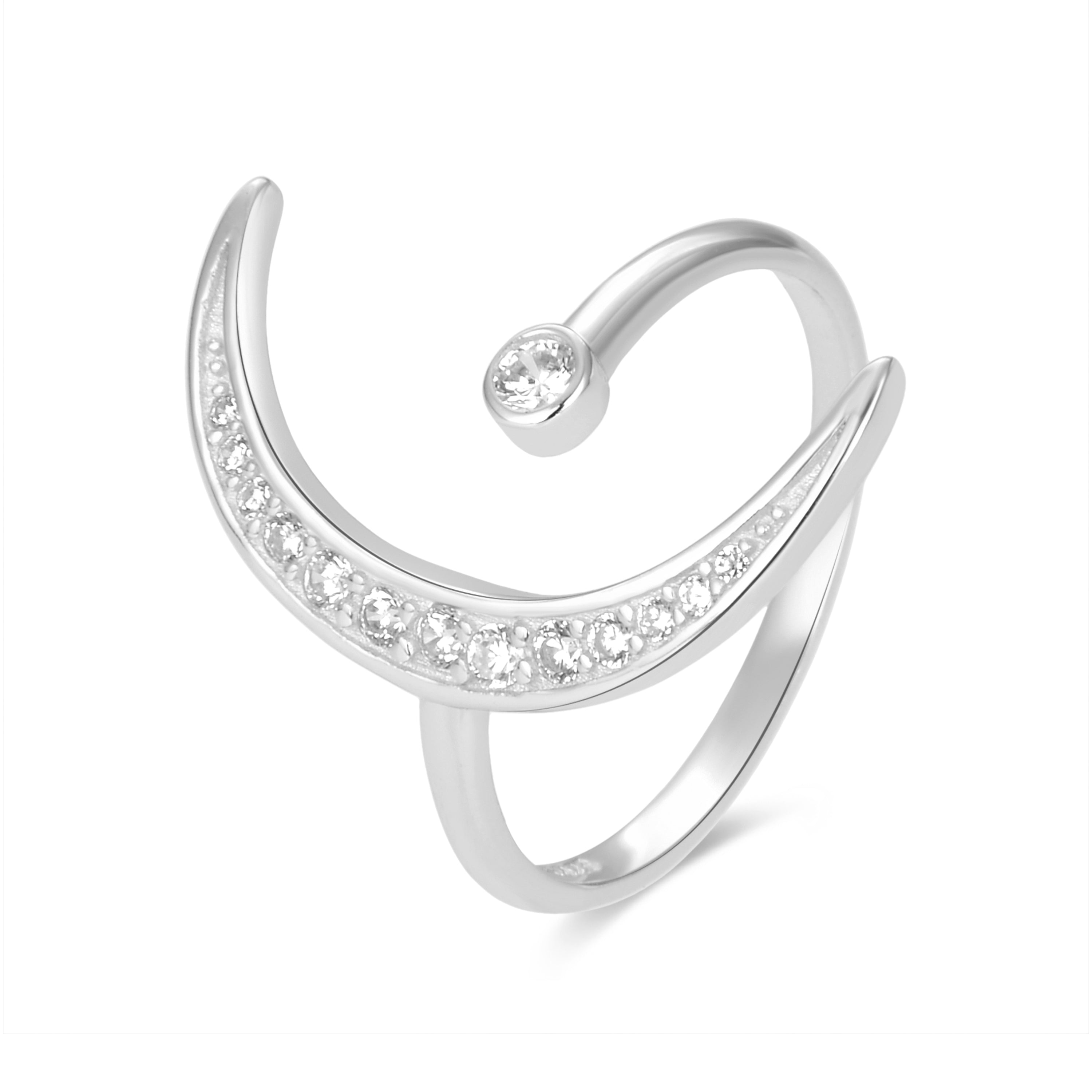925 Sterling Silver Ring with Brilliant Zirconia, Rhodium Finish - Domi