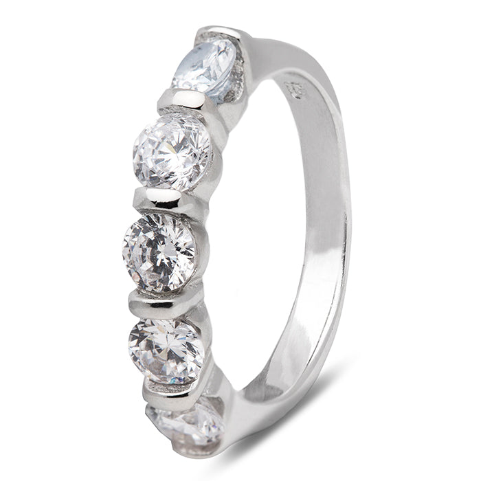925 Sterling Silver Ring with Brilliant Zirconia, Rhodium Finish - Harsya