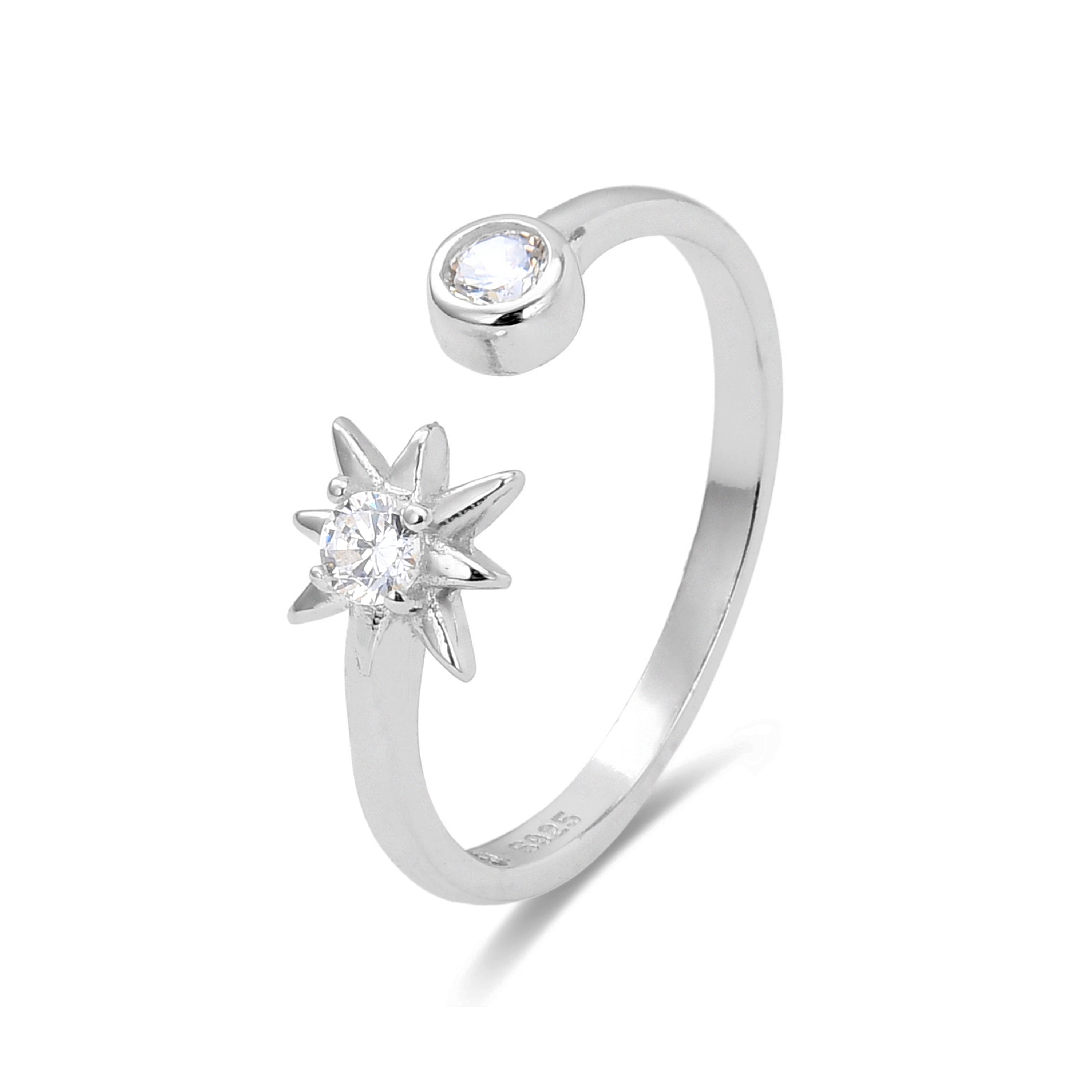 925 Sterling Silver Ring with Brilliant Zirconia, Rhodium Finish - Lialt