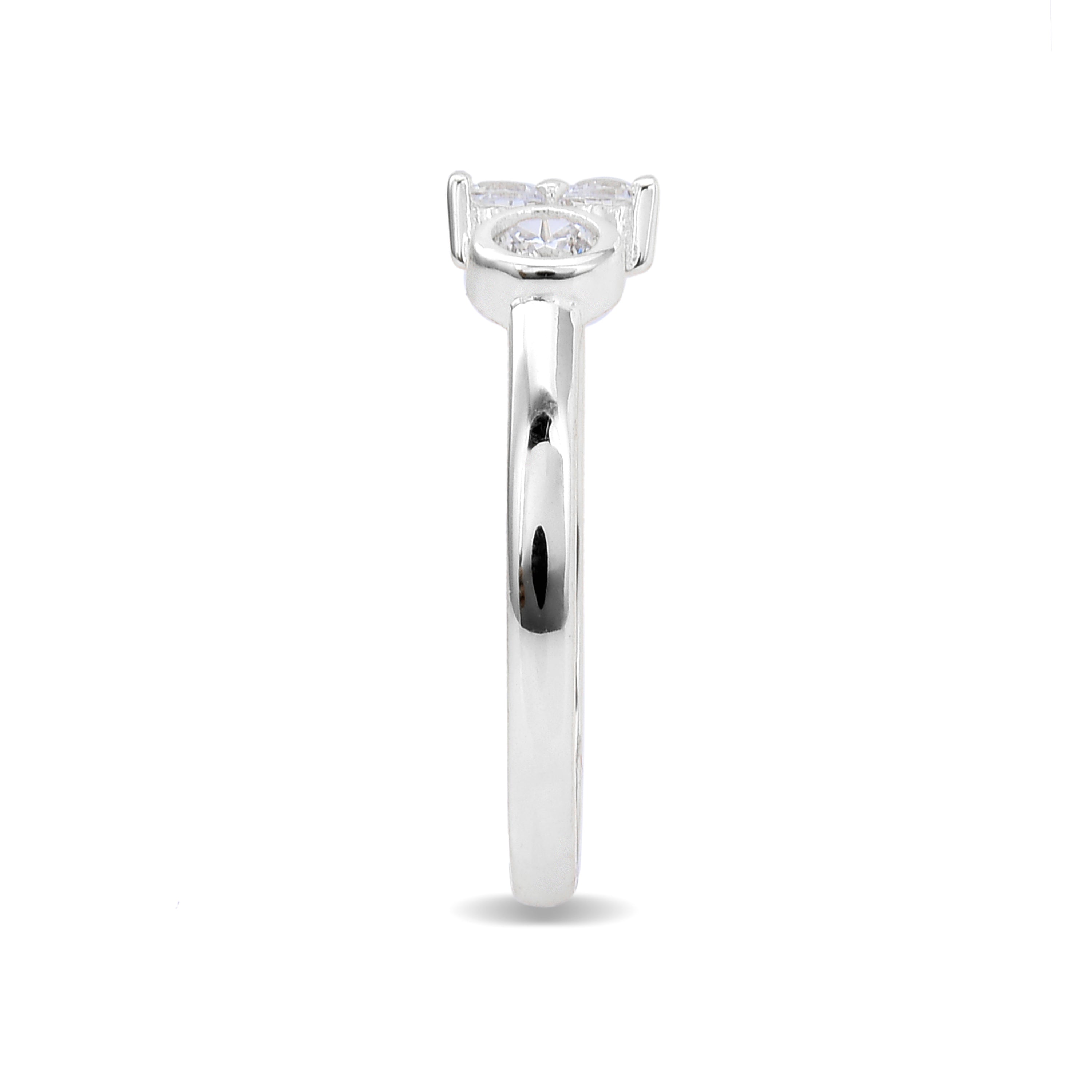 925 Sterling Silver Ring with Brilliant Zirconia, Rhodium Finish - Lialt