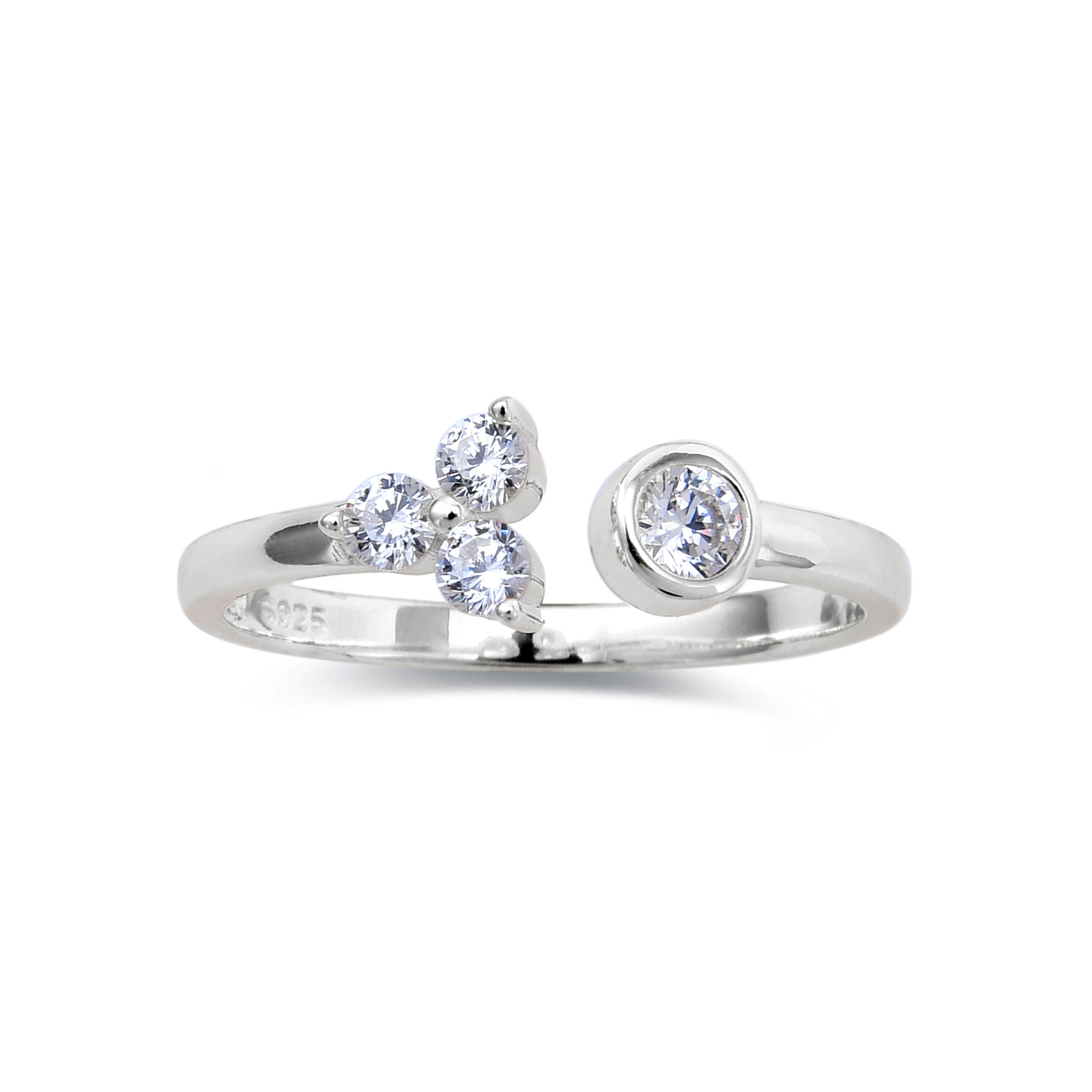 925 Sterling Silver Ring with Brilliant Zirconia, Rhodium Finish - Lialt