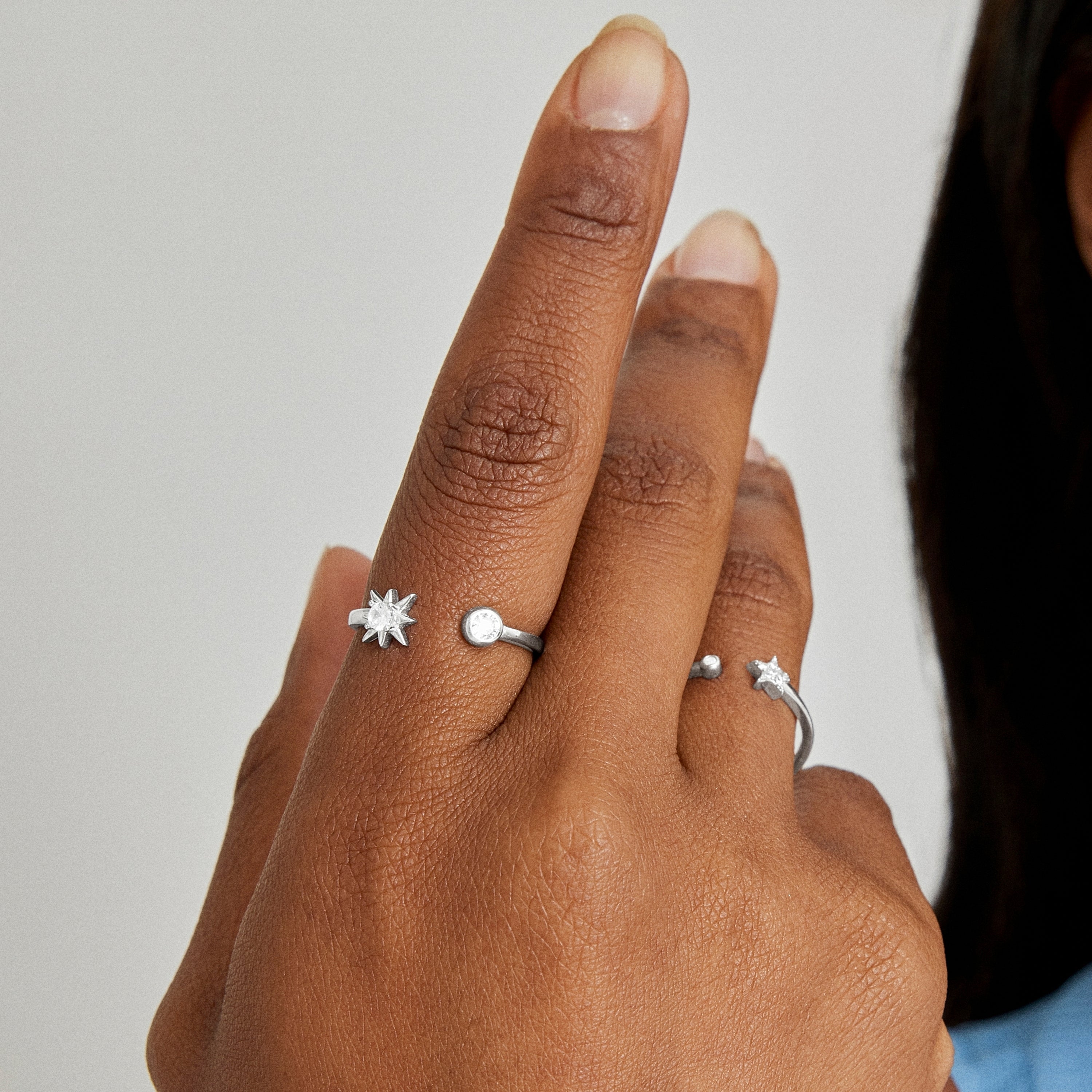 925 Sterling Silver Ring with Brilliant Zirconia, Rhodium Finish - Lialt