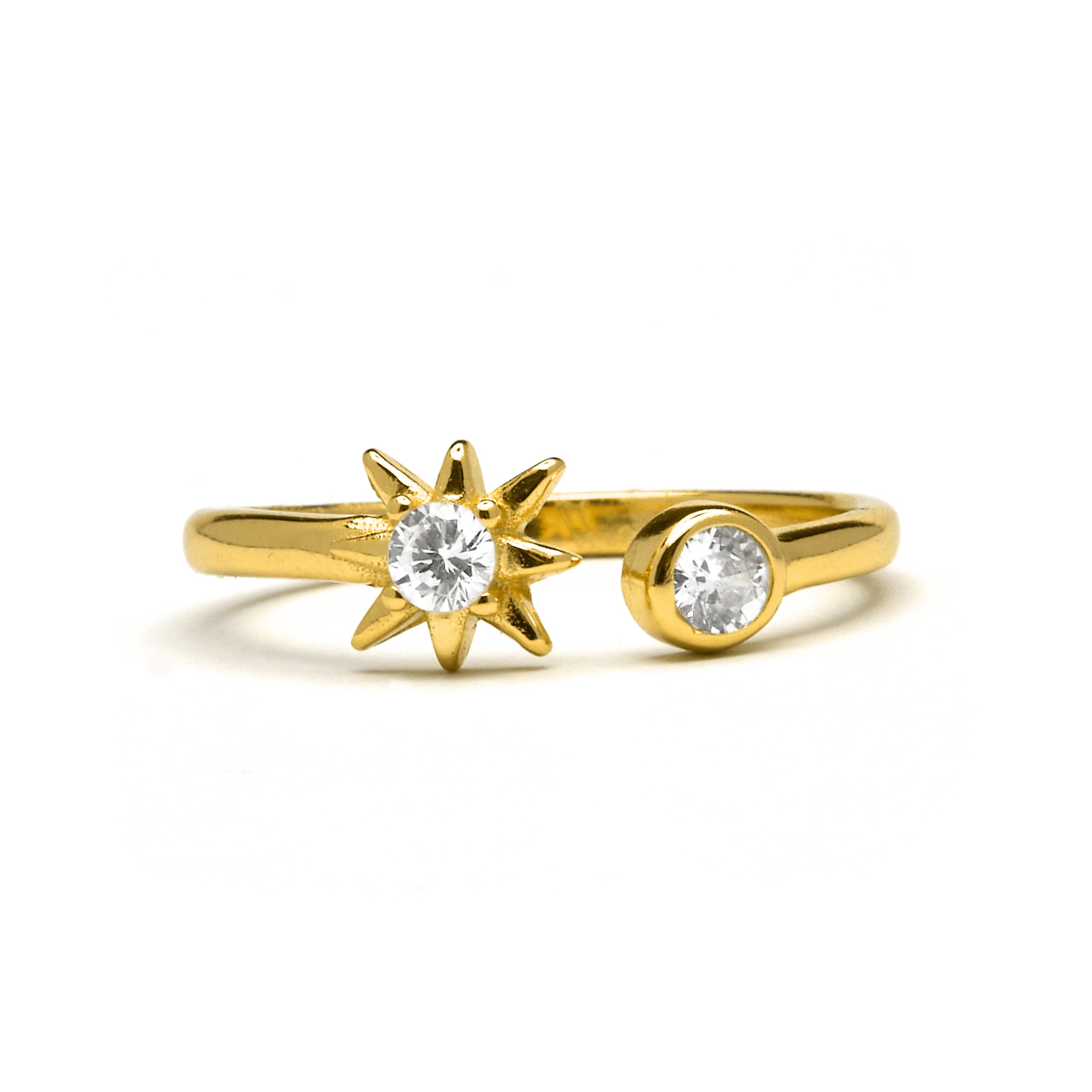 925 Sterling Silver Ring with Brilliant Zirconia finished in 18K Yellow Gold - Lialt