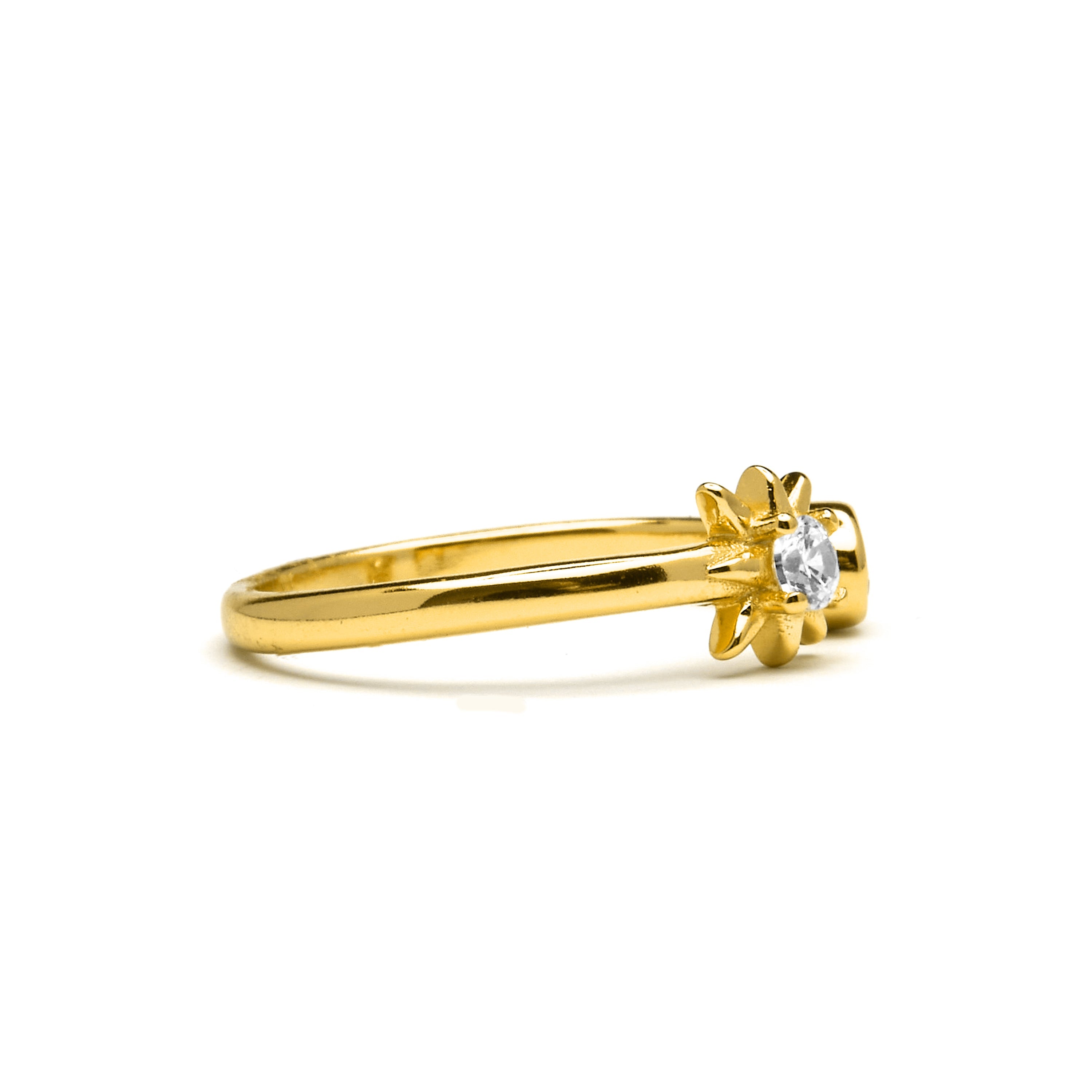 925 Sterling Silver Ring with Brilliant Zirconia finished in 18K Yellow Gold - Lialt