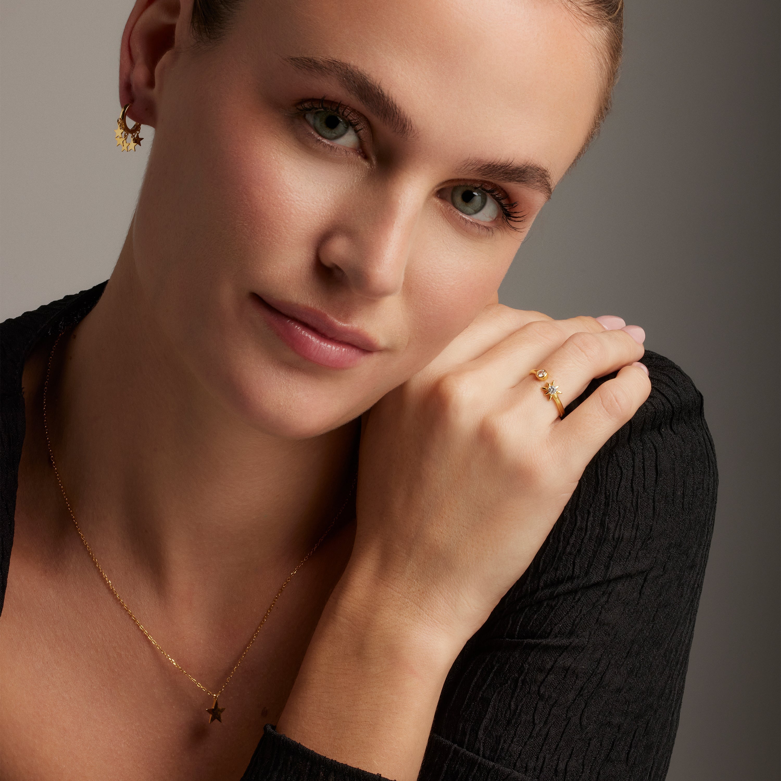 925 Sterling Silver Ring with Brilliant Zirconia finished in 18K Yellow Gold - Lialt