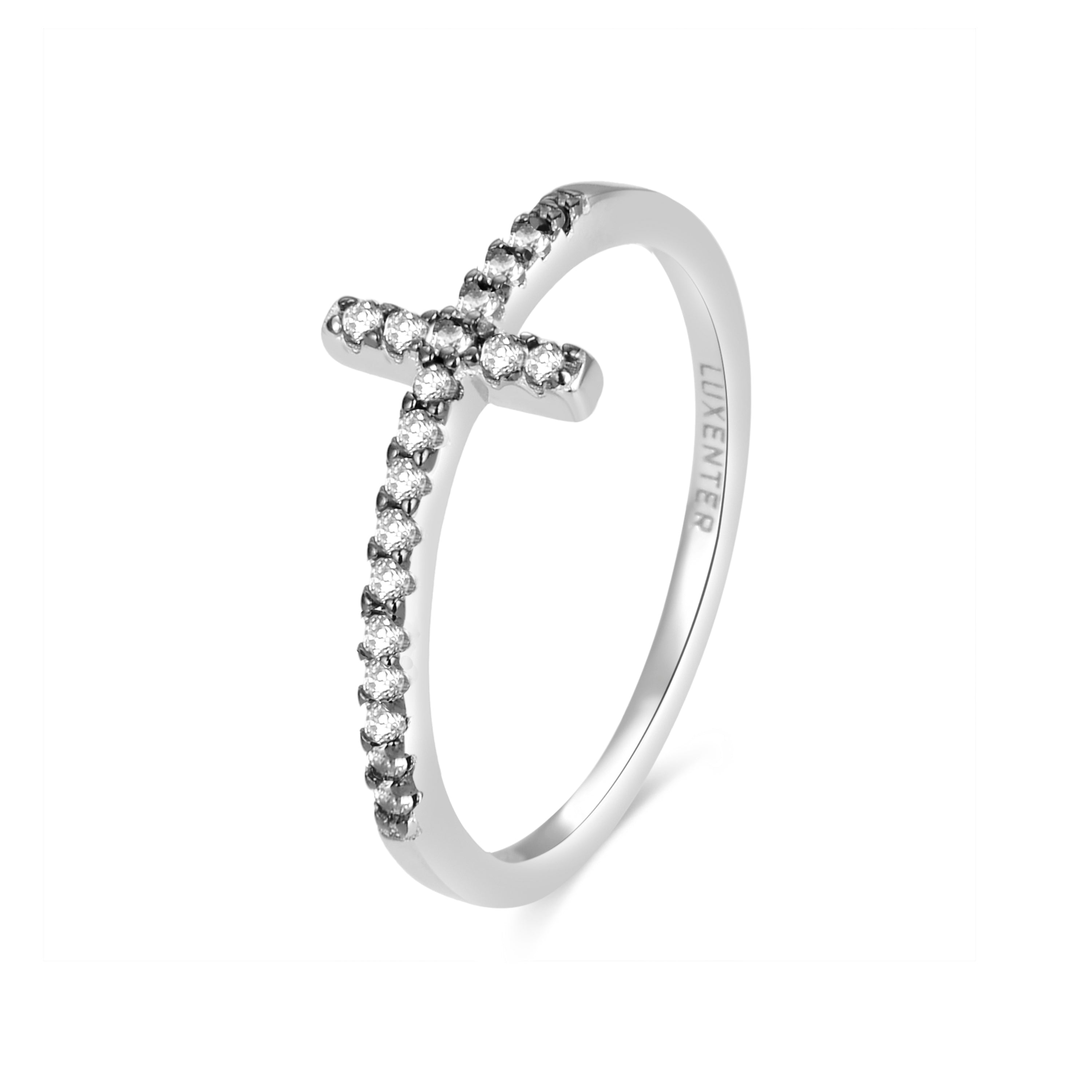 925 Sterling Silver Ring with Brilliant Zirconia, Rhodium Finish - Iara