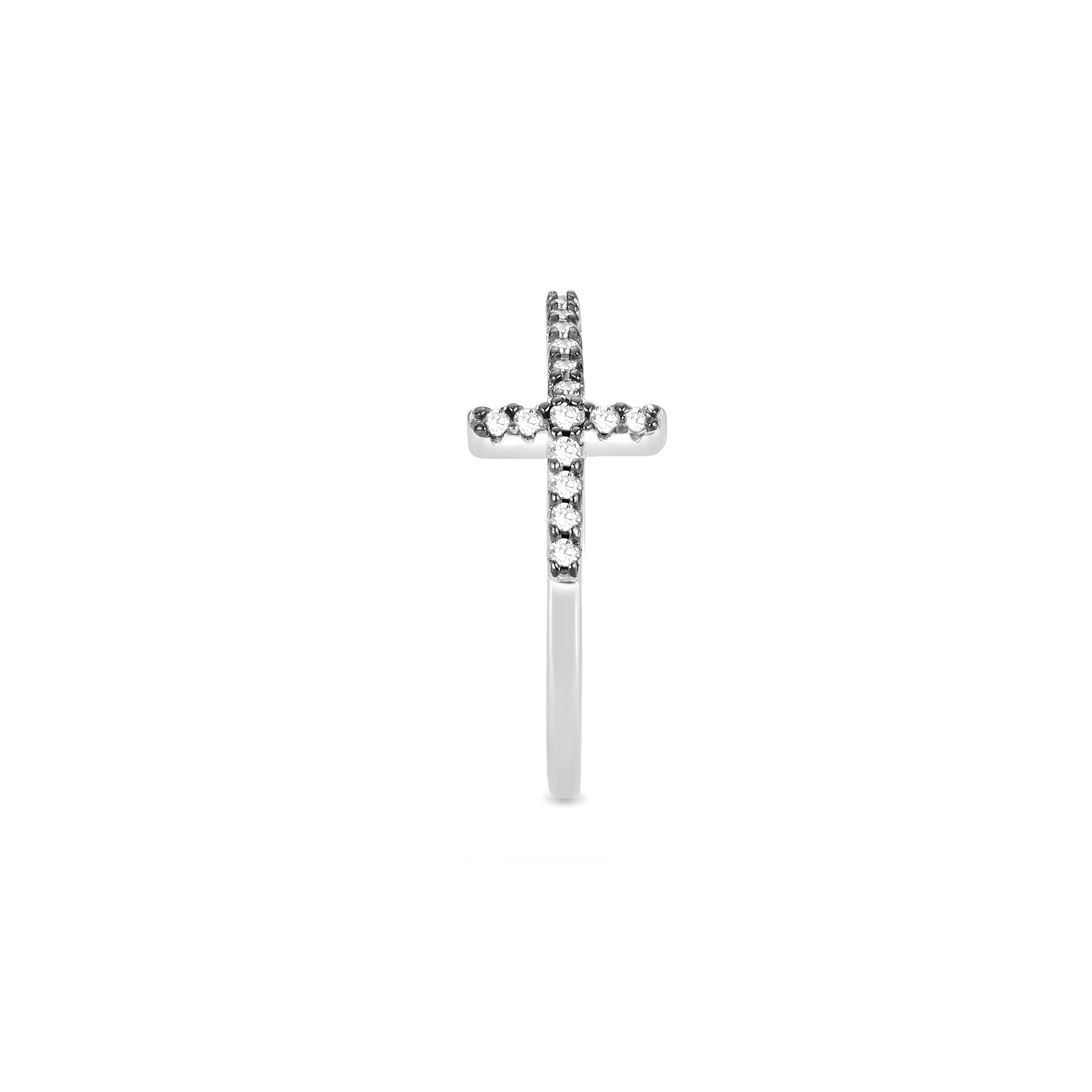 925 Sterling Silver Ring with Brilliant Zirconia, Rhodium Finish - Iara