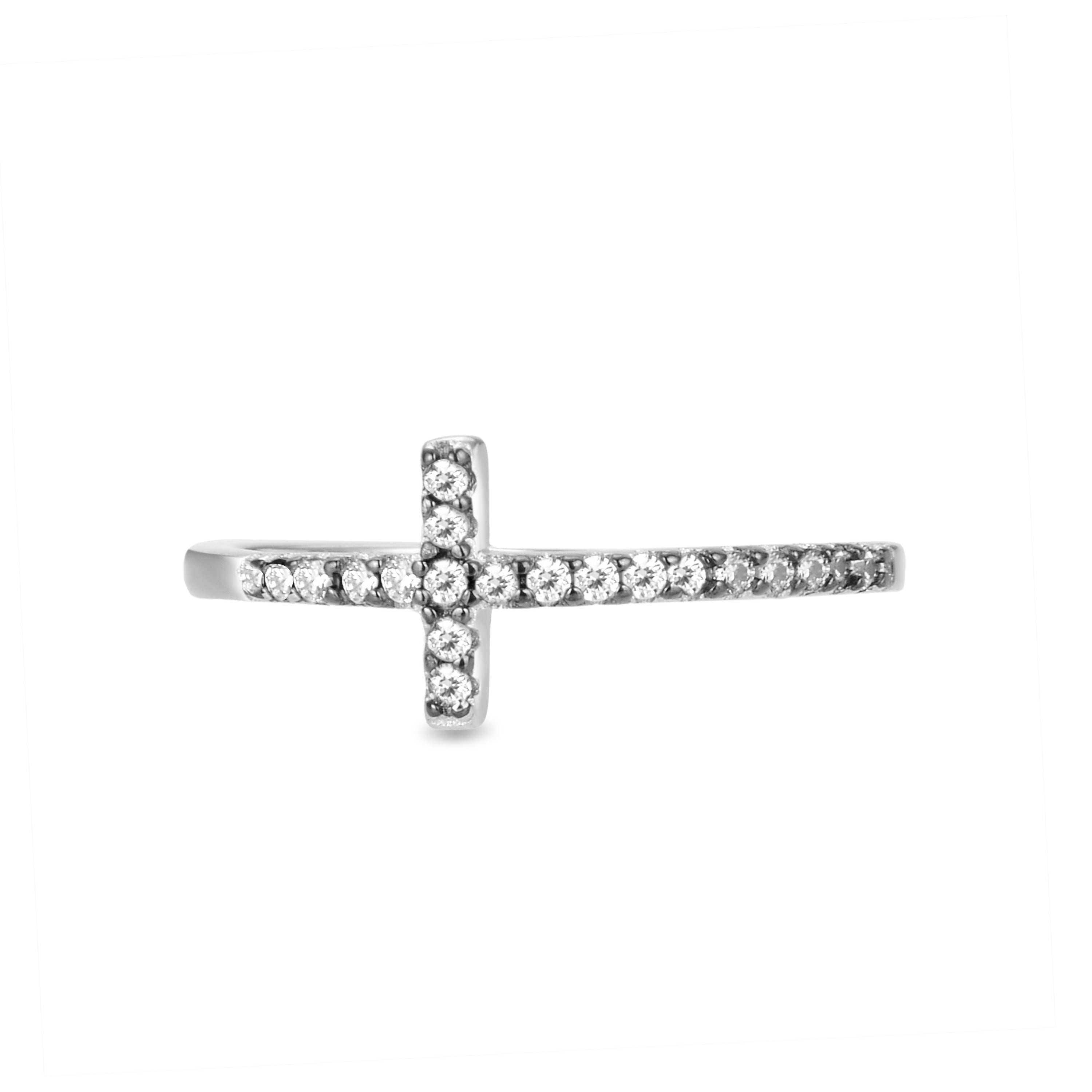 925 Sterling Silver Ring with Brilliant Zirconia, Rhodium Finish - Iara