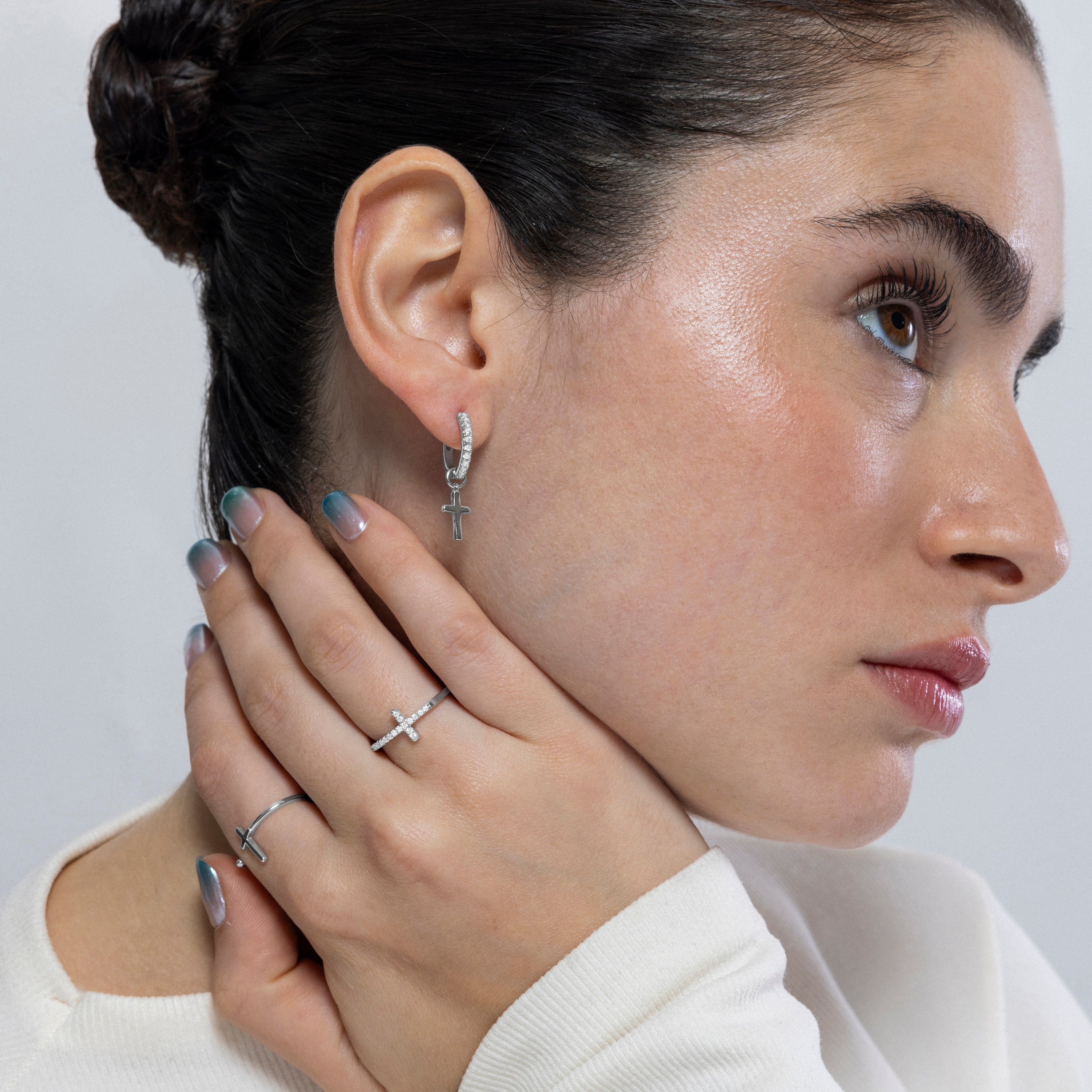 925 Sterling Silver Ring with Brilliant Zirconia, Rhodium Finish - Iara