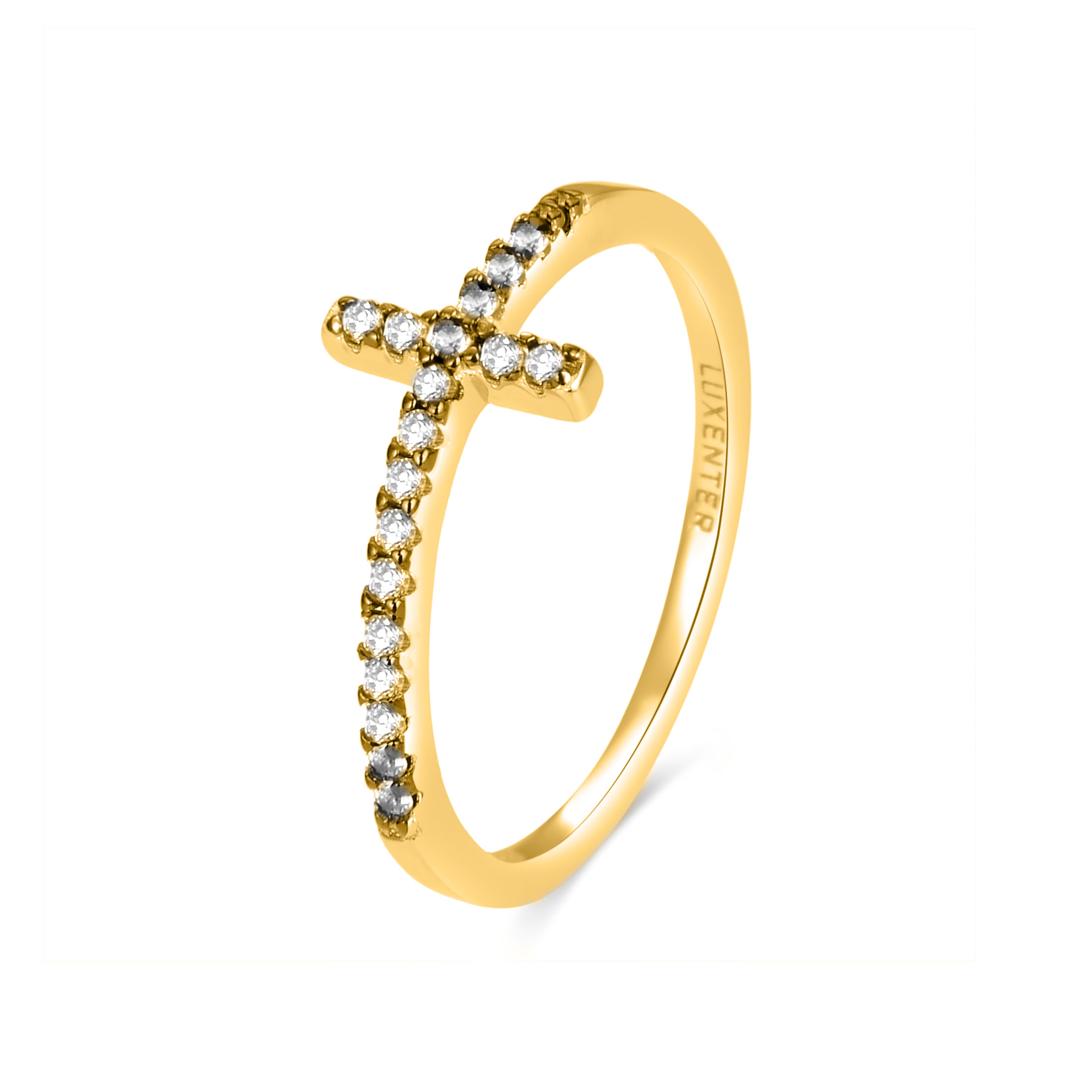 925 Sterling Silver and Brilliant Zirconia Ring Finished in 18K Yellow Gold - Iara