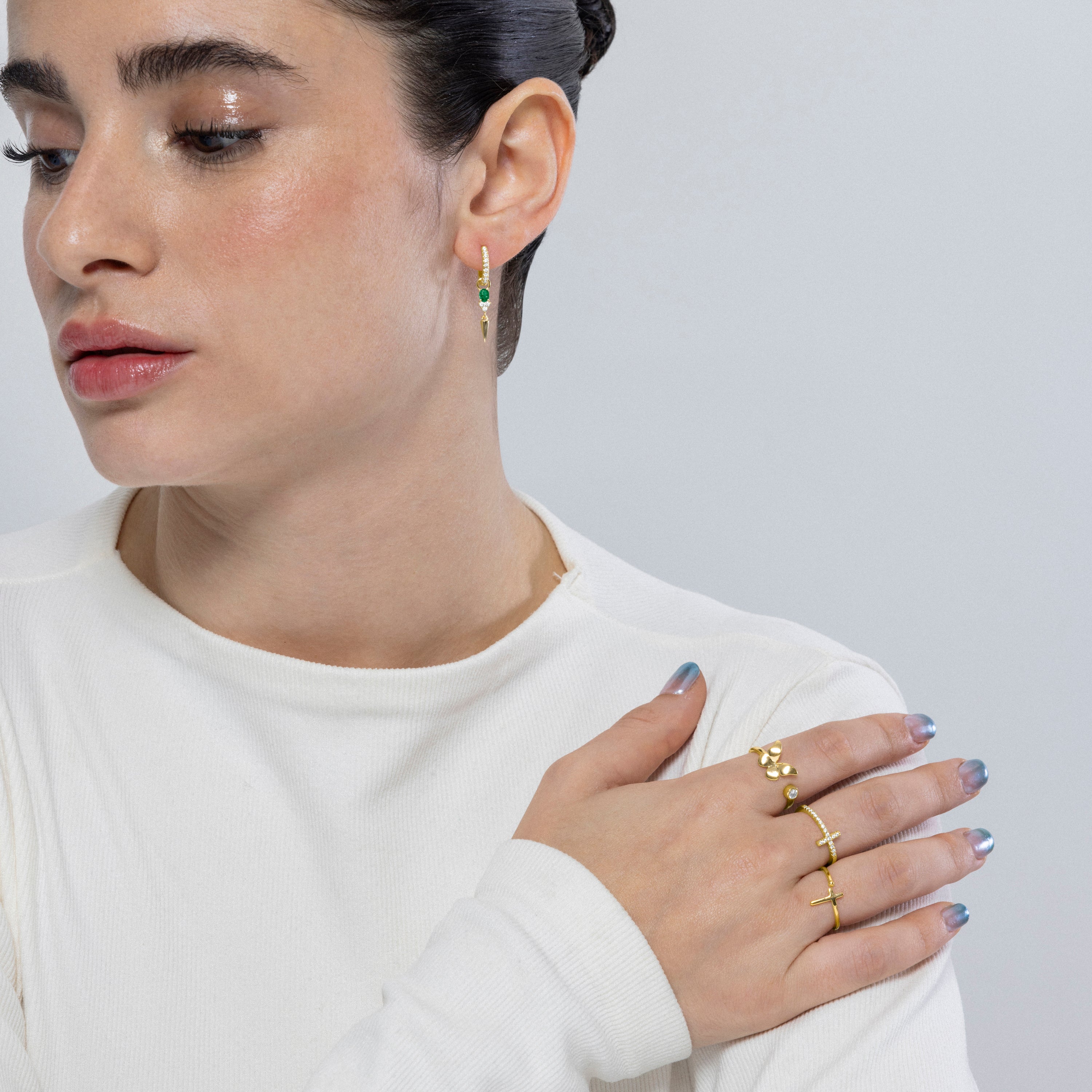 925 Sterling Silver and Brilliant Zirconia Ring Finished in 18K Yellow Gold - Iara