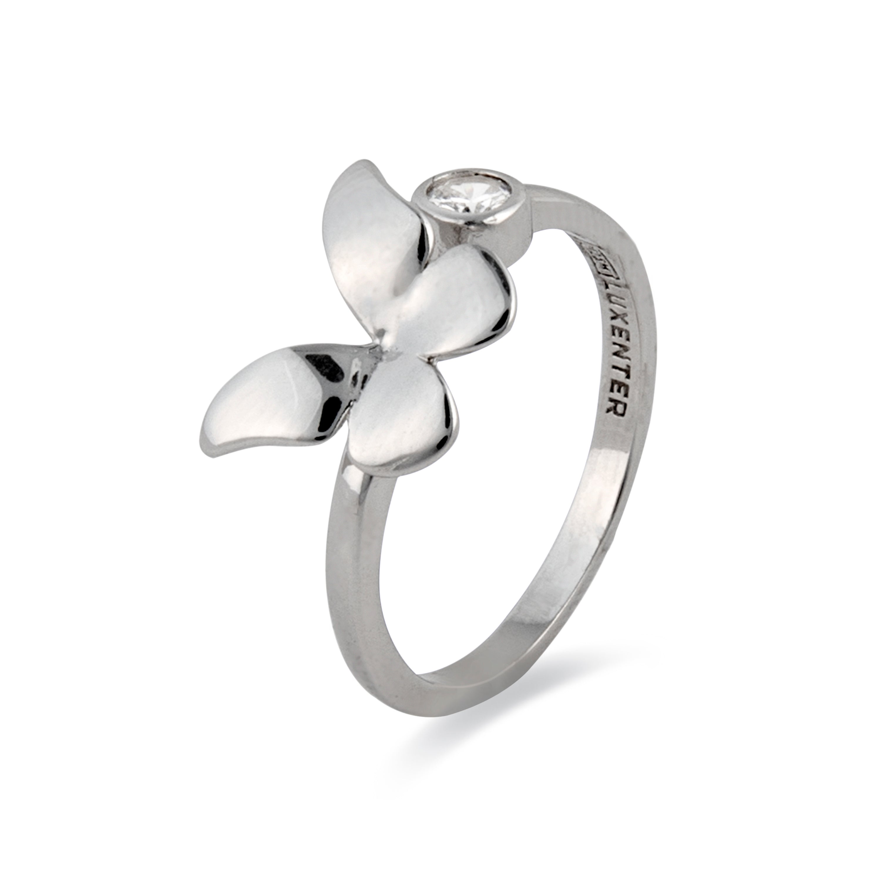 925 Sterling Silver and Brilliant Zirconia Ring with Rhodium Finish - Azayn