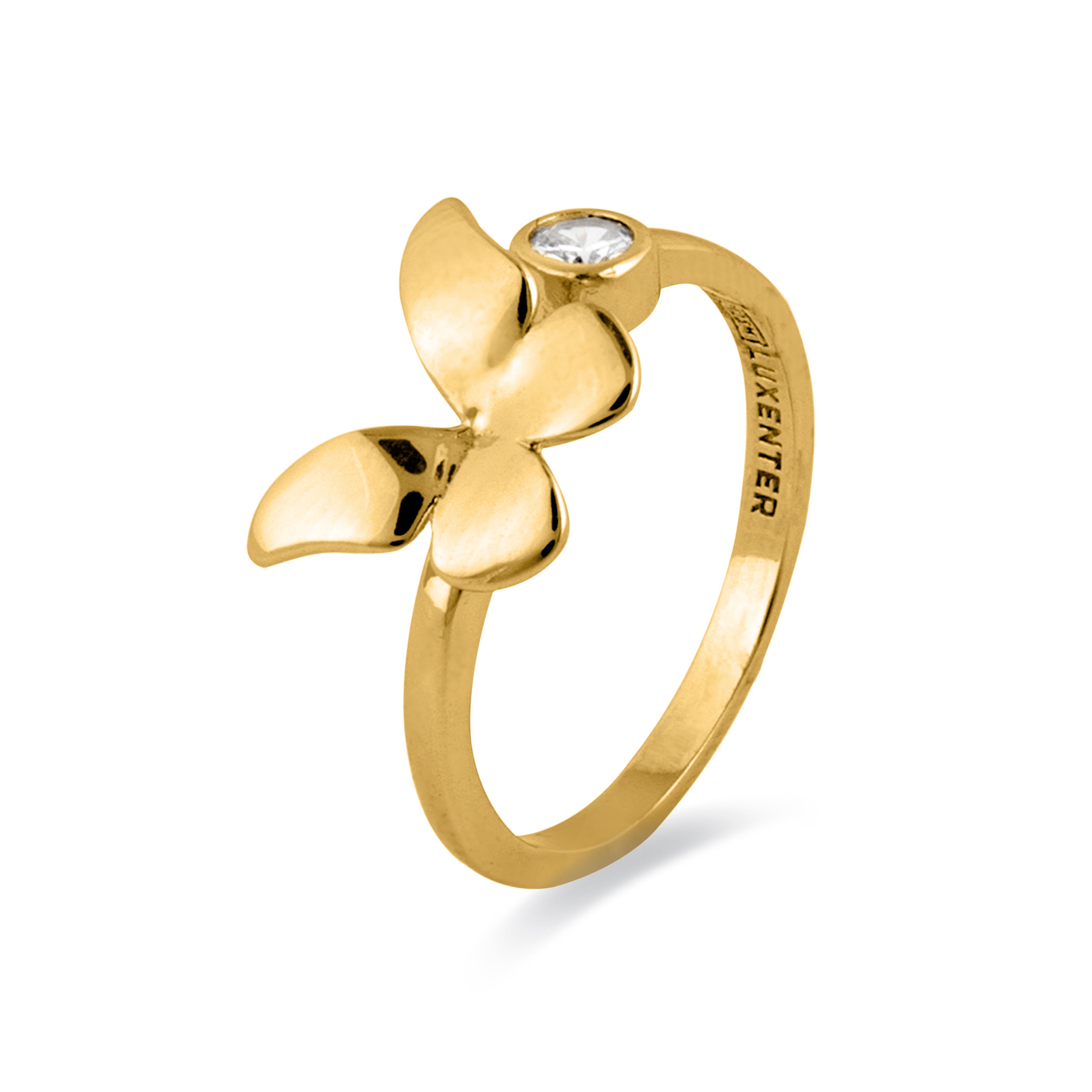 925 Sterling Silver and Brilliant Zirconia Ring Finished in 18K Yellow Gold - Azayn