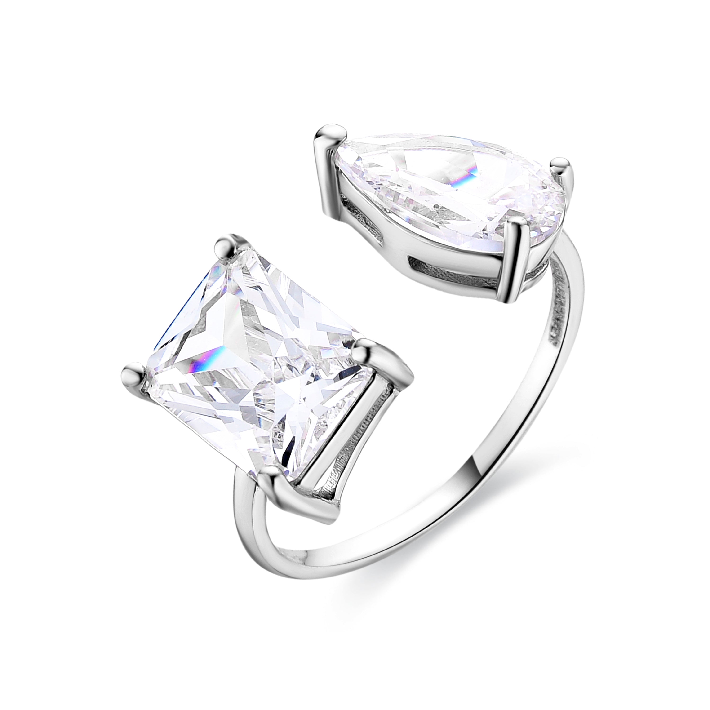 925 Sterling Silver Ring with Pink Cubic Zirconia with rhodium plating - Ciadar