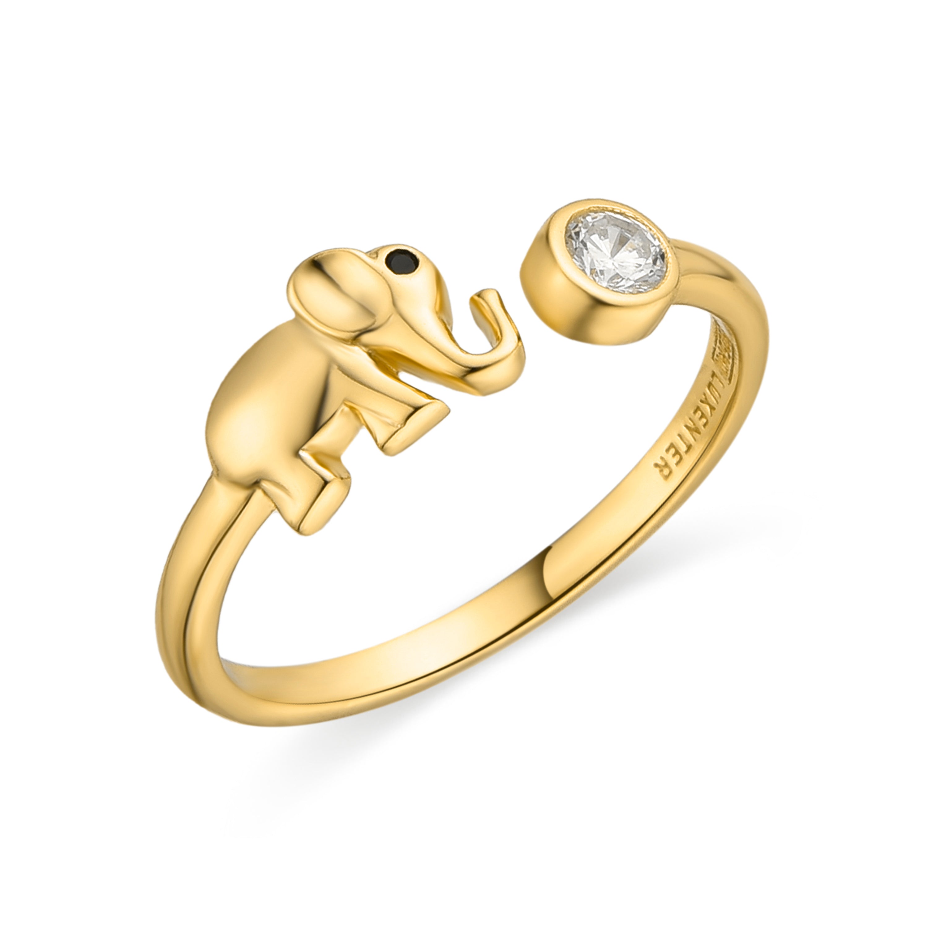 925 Sterling Silver and Brilliant Zirconia Ring, 18k Gold Finish - Yabas