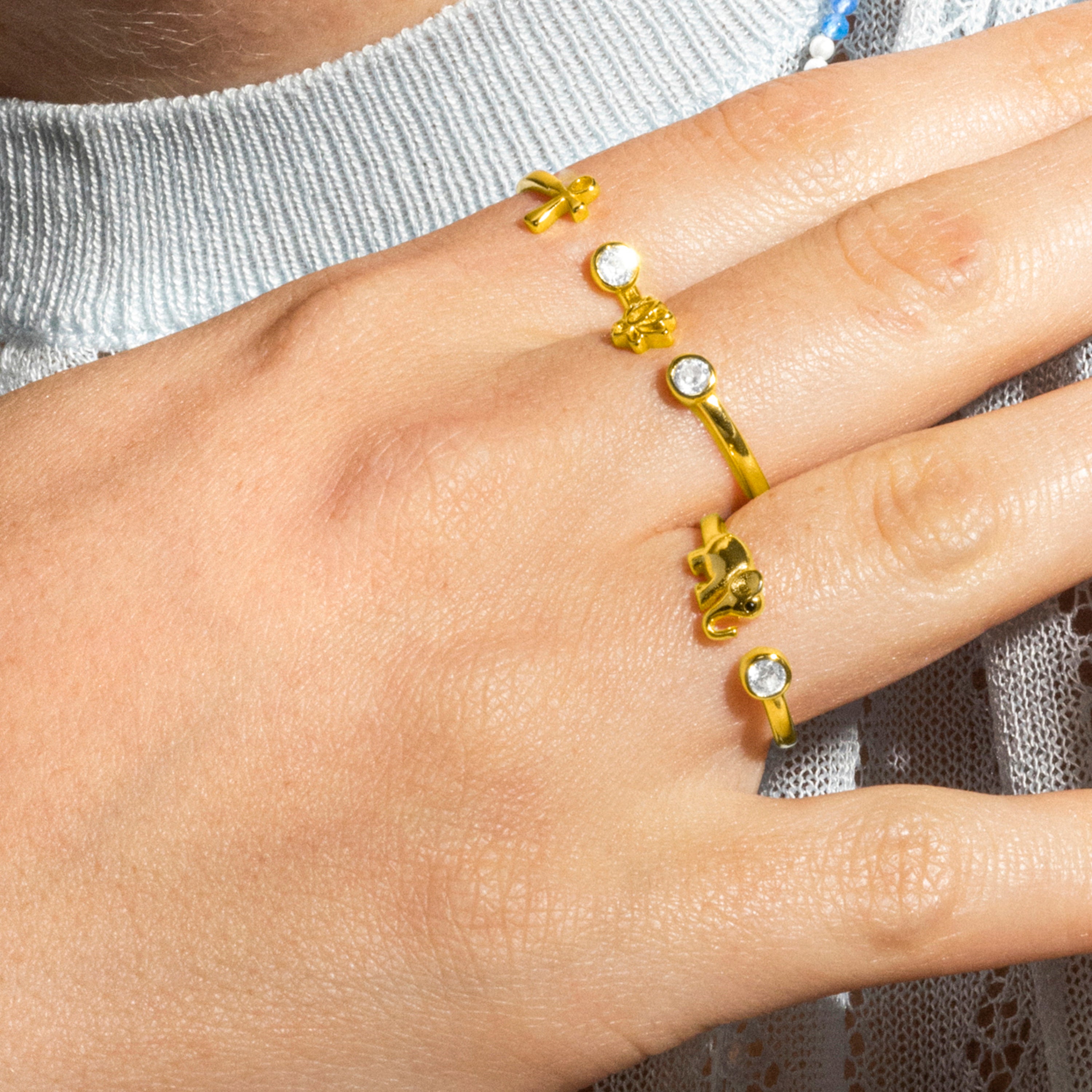 925 Sterling Silver and Brilliant Zirconia Ring, 18k Gold Finish - Orssi