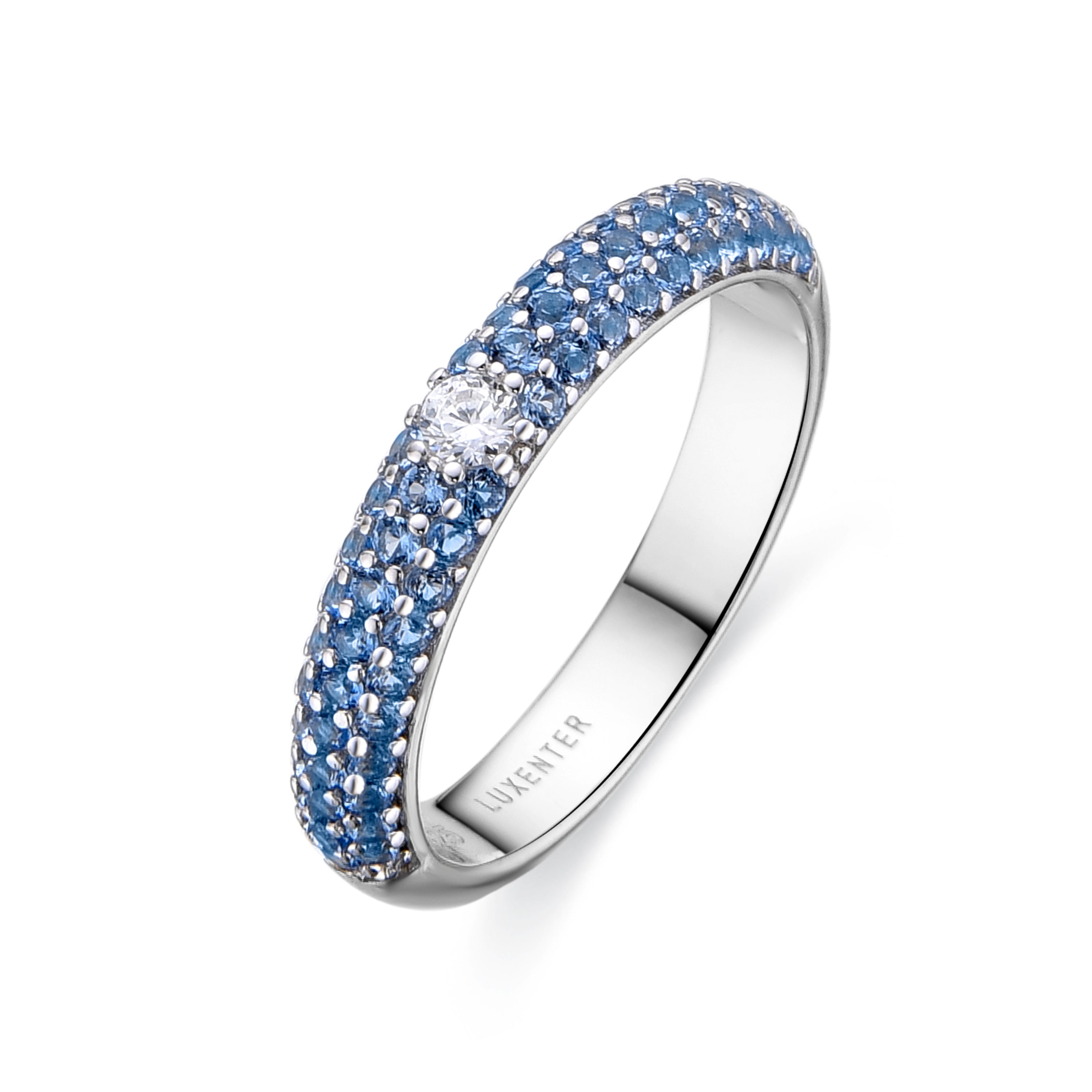 925 Sterling Silver Ring with Rhodium-Plated Sapphire Zirconia - Ontary