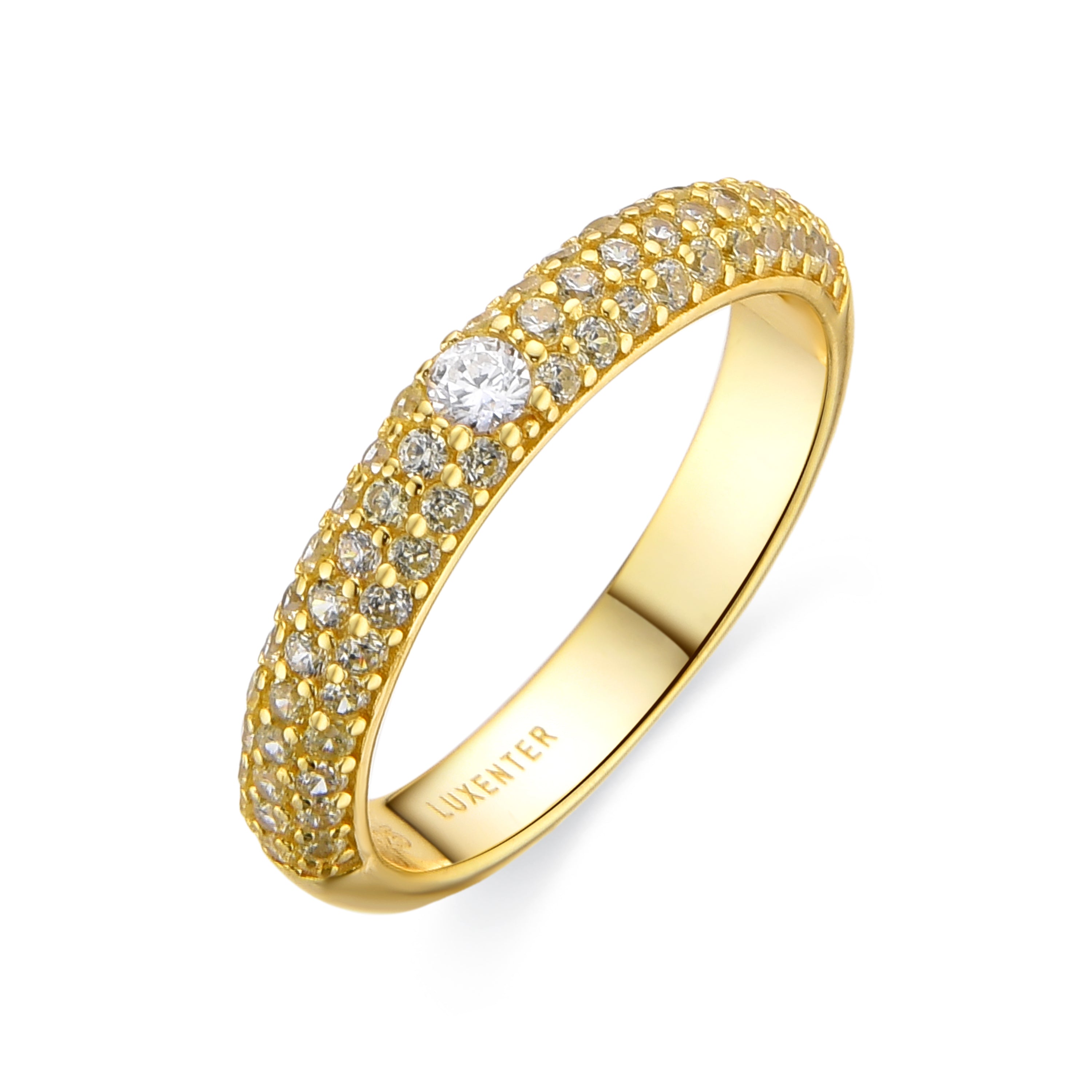 925 Sterling Silver Ring with Sapphire Zirconia, Rhodium plated - Ontary