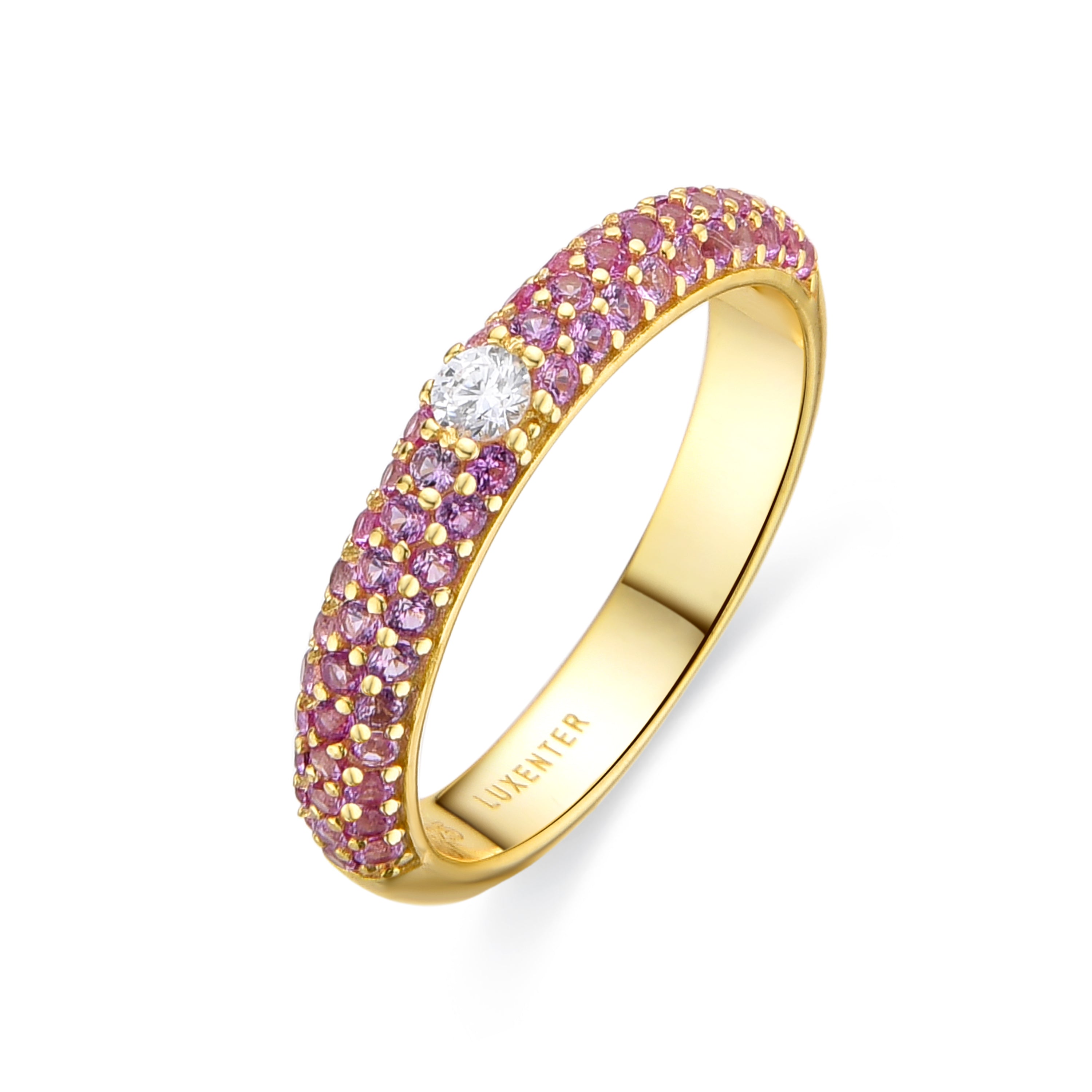 925 Sterling Silver Ring with Sapphire Zirconia and 18K Yellow Gold finish - Ontary