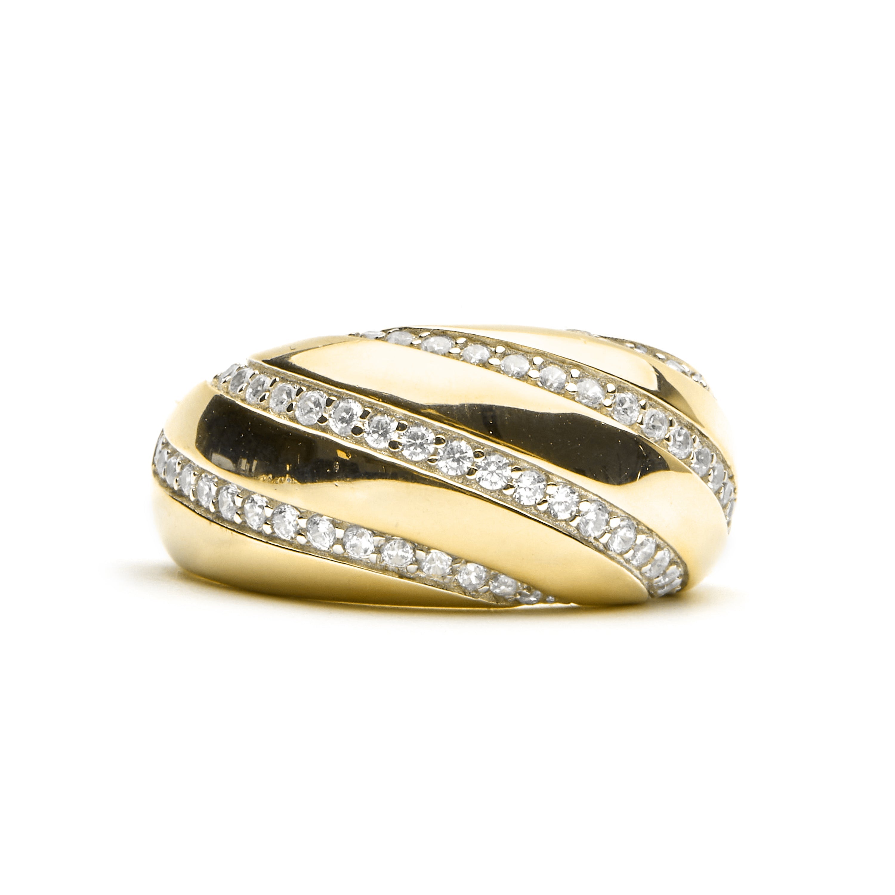 925 Sterling Silver and Brilliant Zirconia Ring, 18k Gold Finish - Vikai