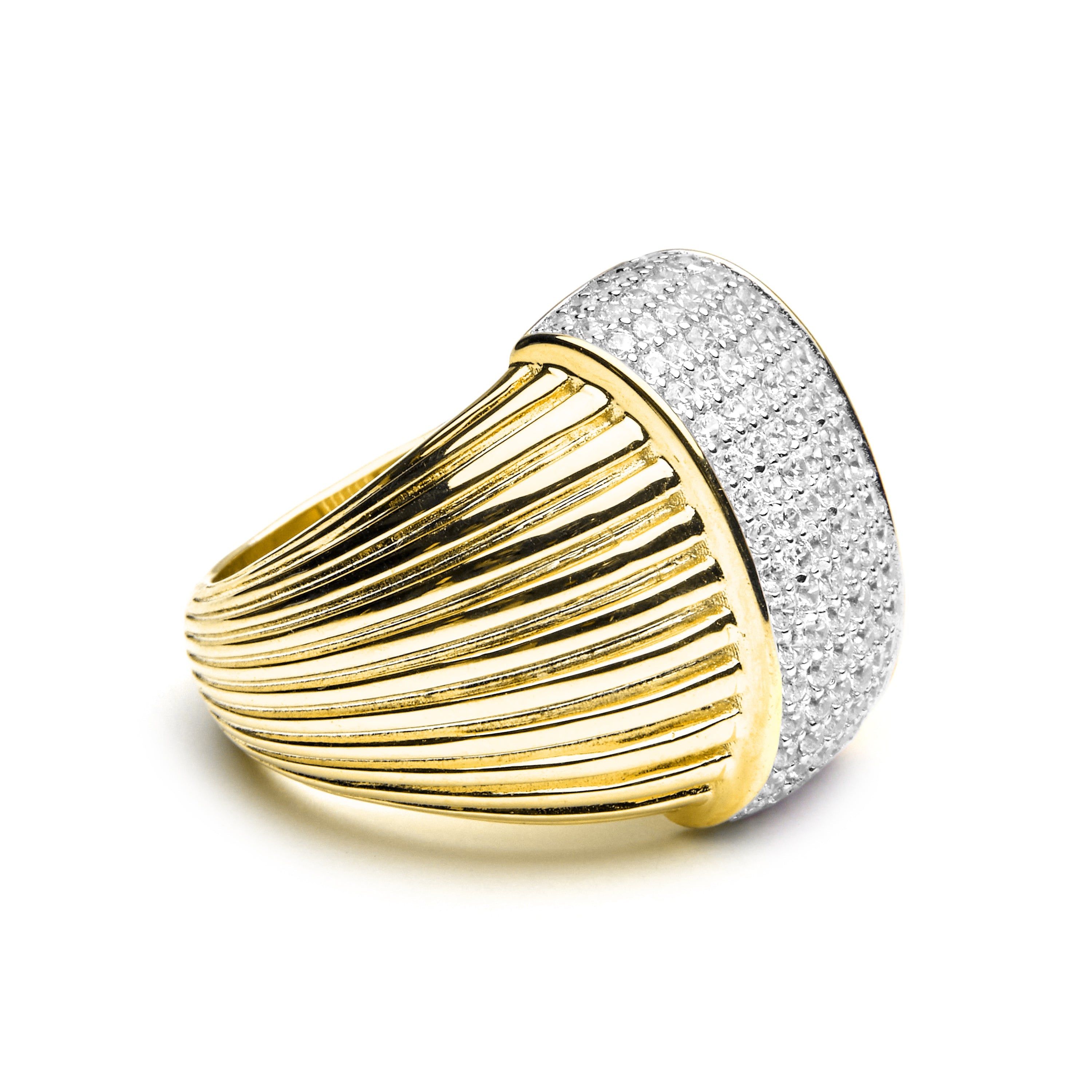 Anel de Prata Esterlina 925 com Zircônia Brilhante e acabamento em ouro 18k - Prekil