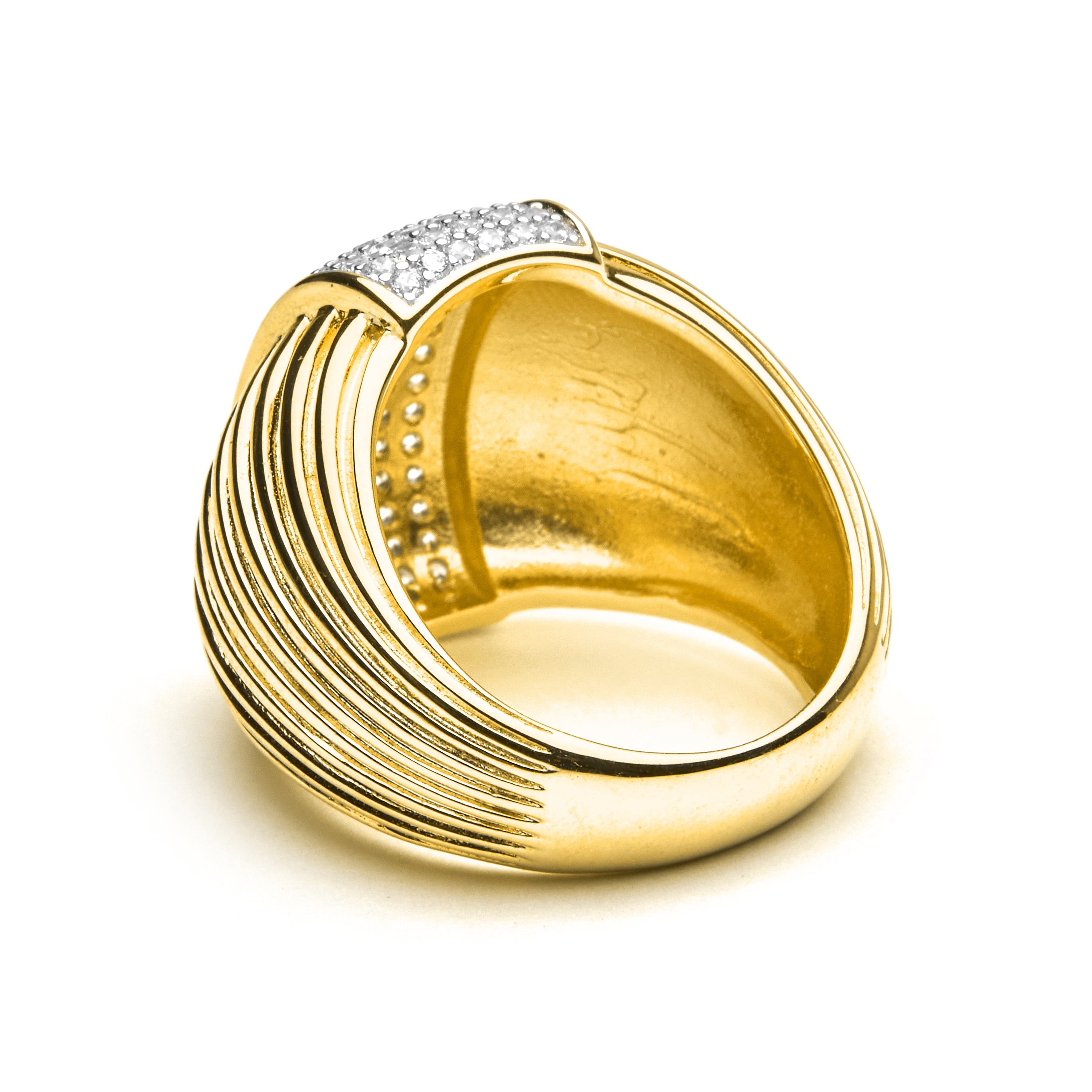 Anel de Prata Esterlina 925 com Zircônia Brilhante e acabamento em ouro 18k - Prekil