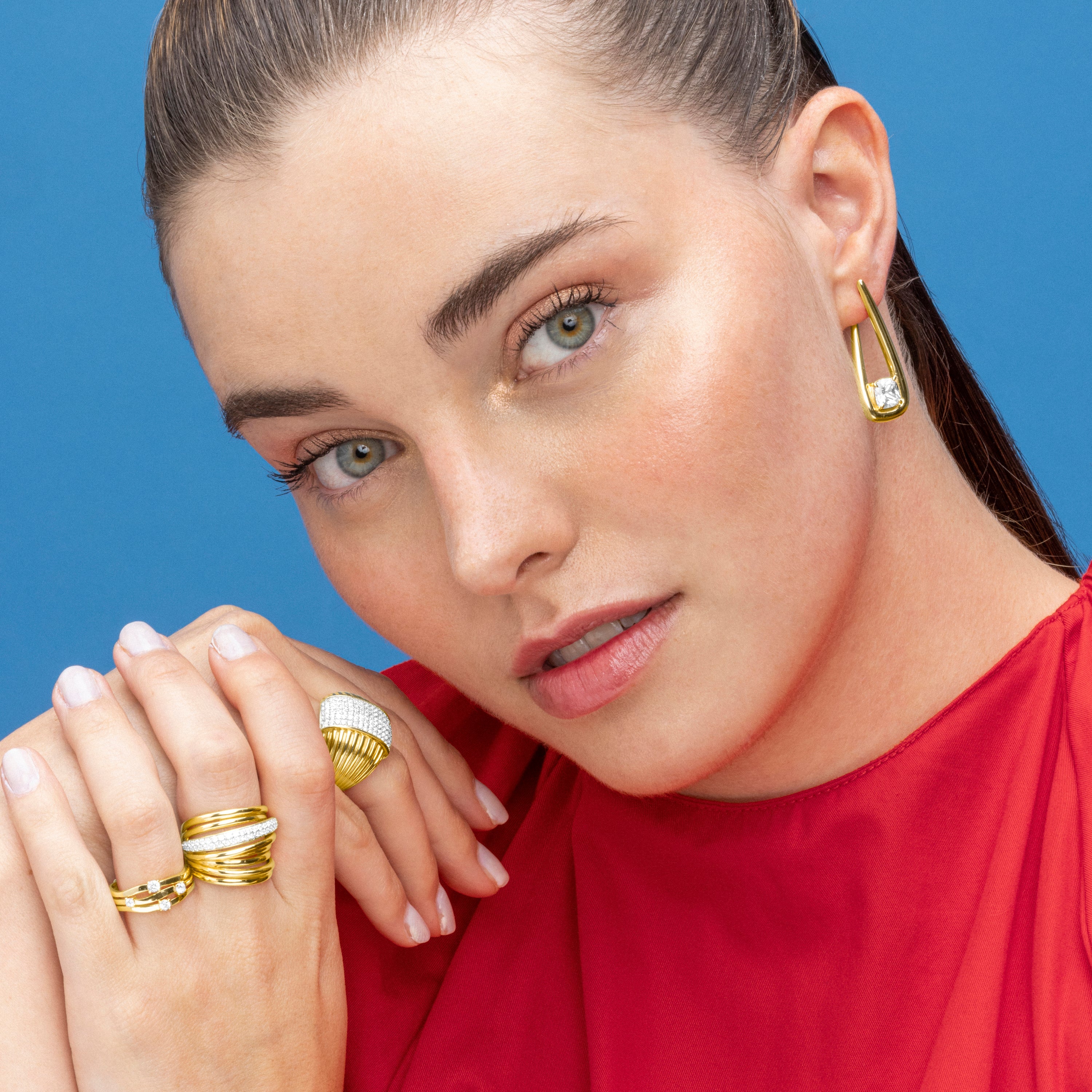 Anel de Prata Esterlina 925 com Zircônia Brilhante e acabamento em ouro 18k - Prekil