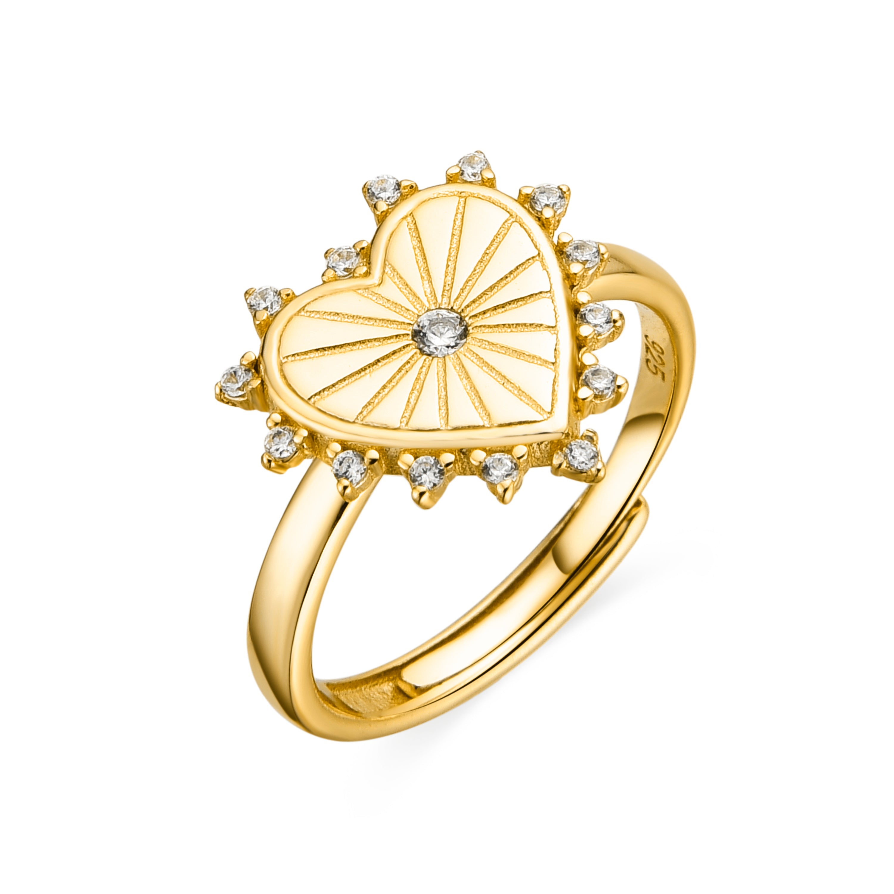 925 Sterling Silver and Brilliant Zirconia Ring, 18k Gold Finish - Nimed