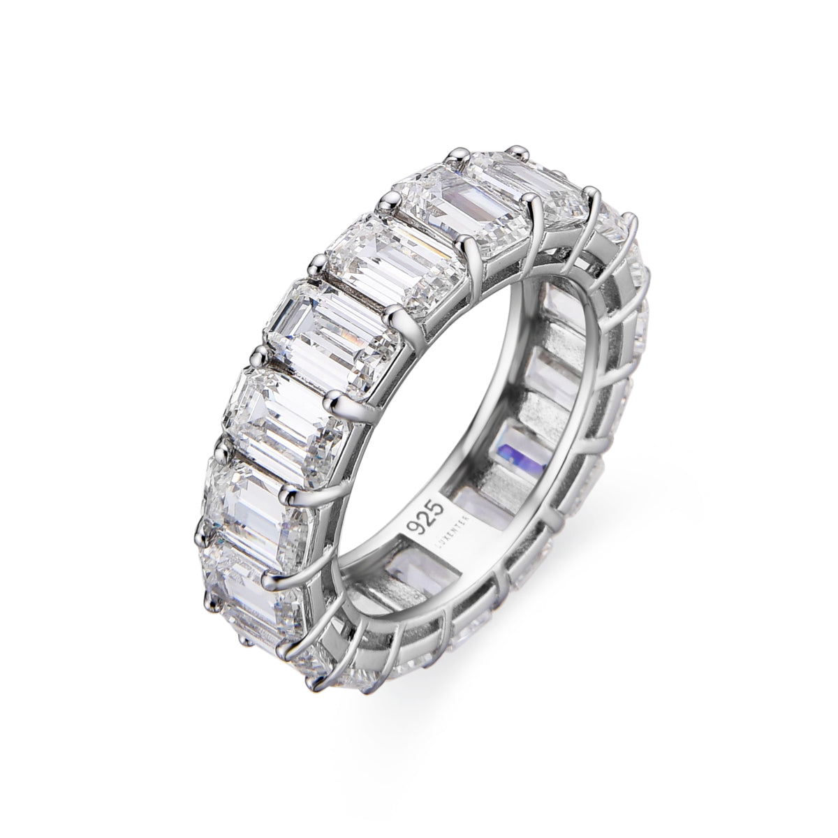 925 Sterling Silver Ring with Brilliant Zirconia, Rhodium Finish - Liamiel