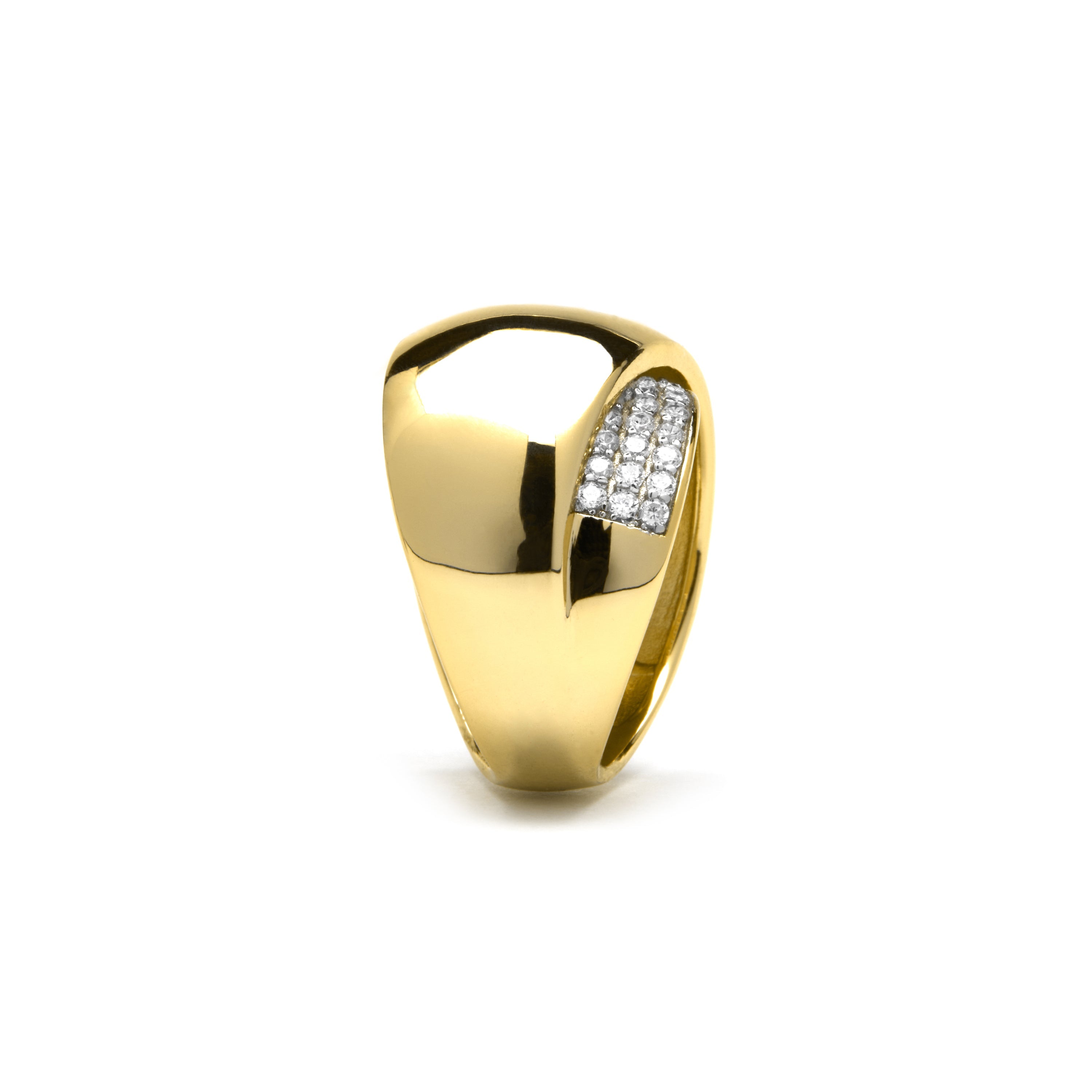Anel de Prata 925 e Zircônia Brilhante com acabamento em ouro amarelo 18k - Copim