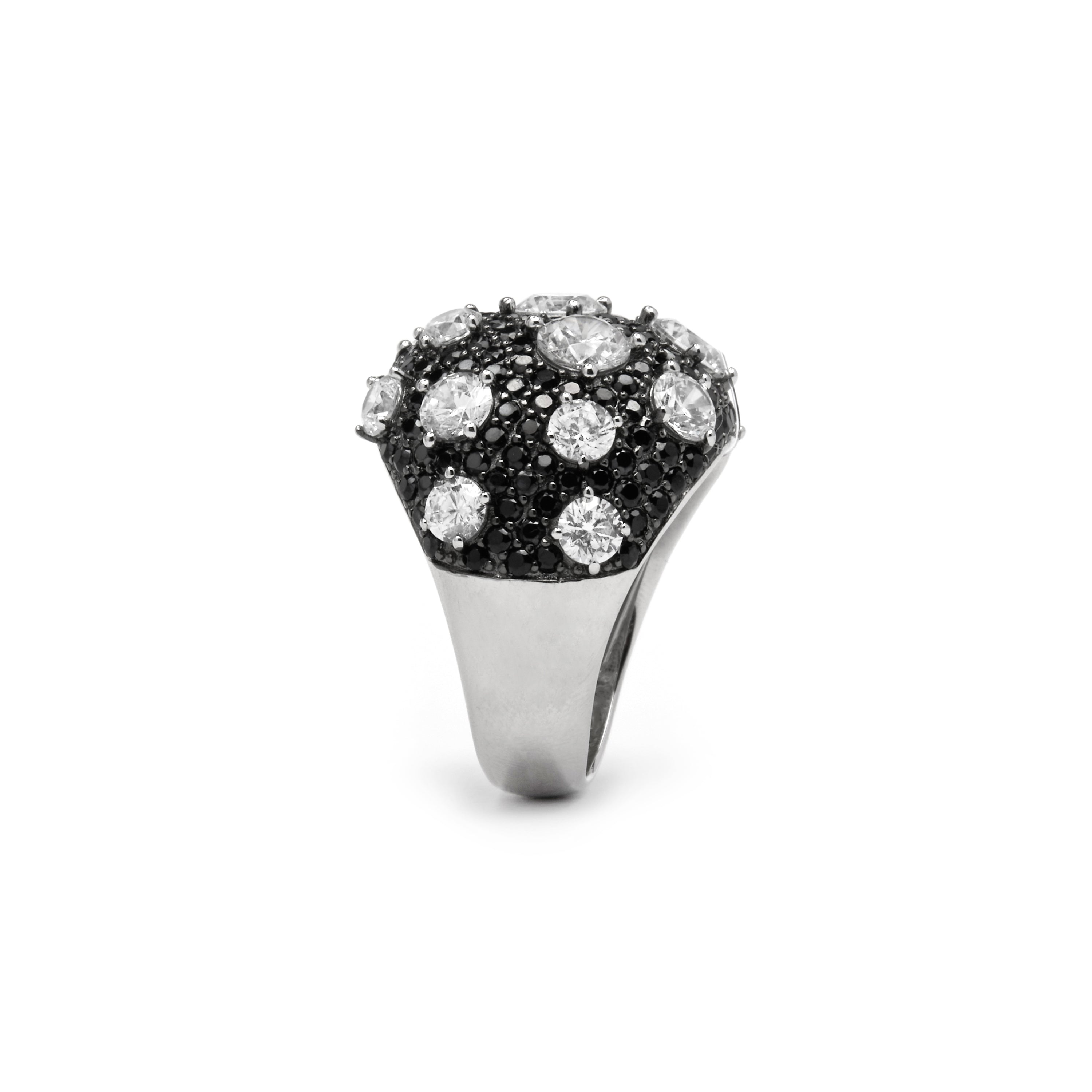 925 Sterling Silver and Onyx Zirconia Ring with Rhodium Finish - Jacas