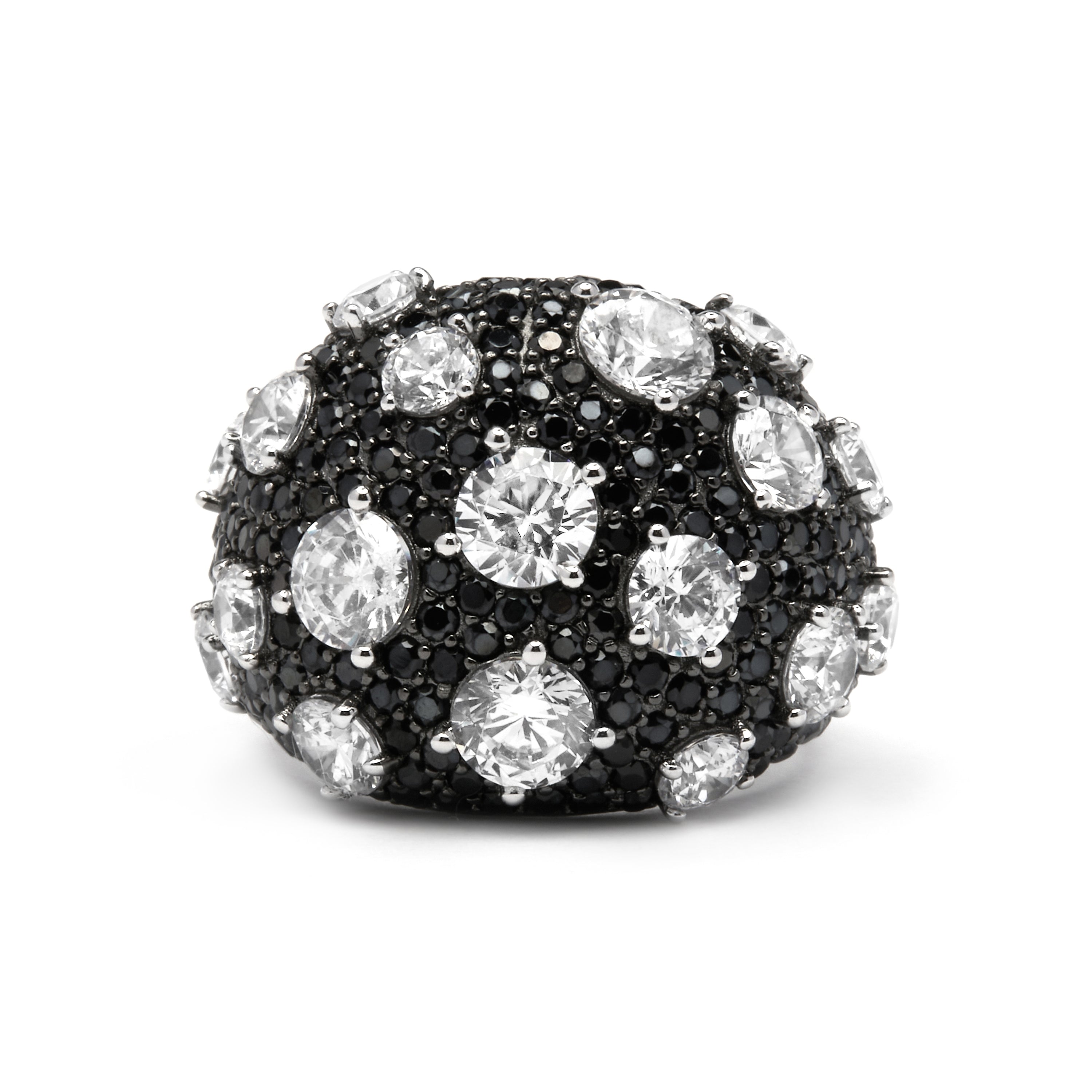 925 Sterling Silver and Onyx Zirconia Ring with Rhodium Finish - Jacas