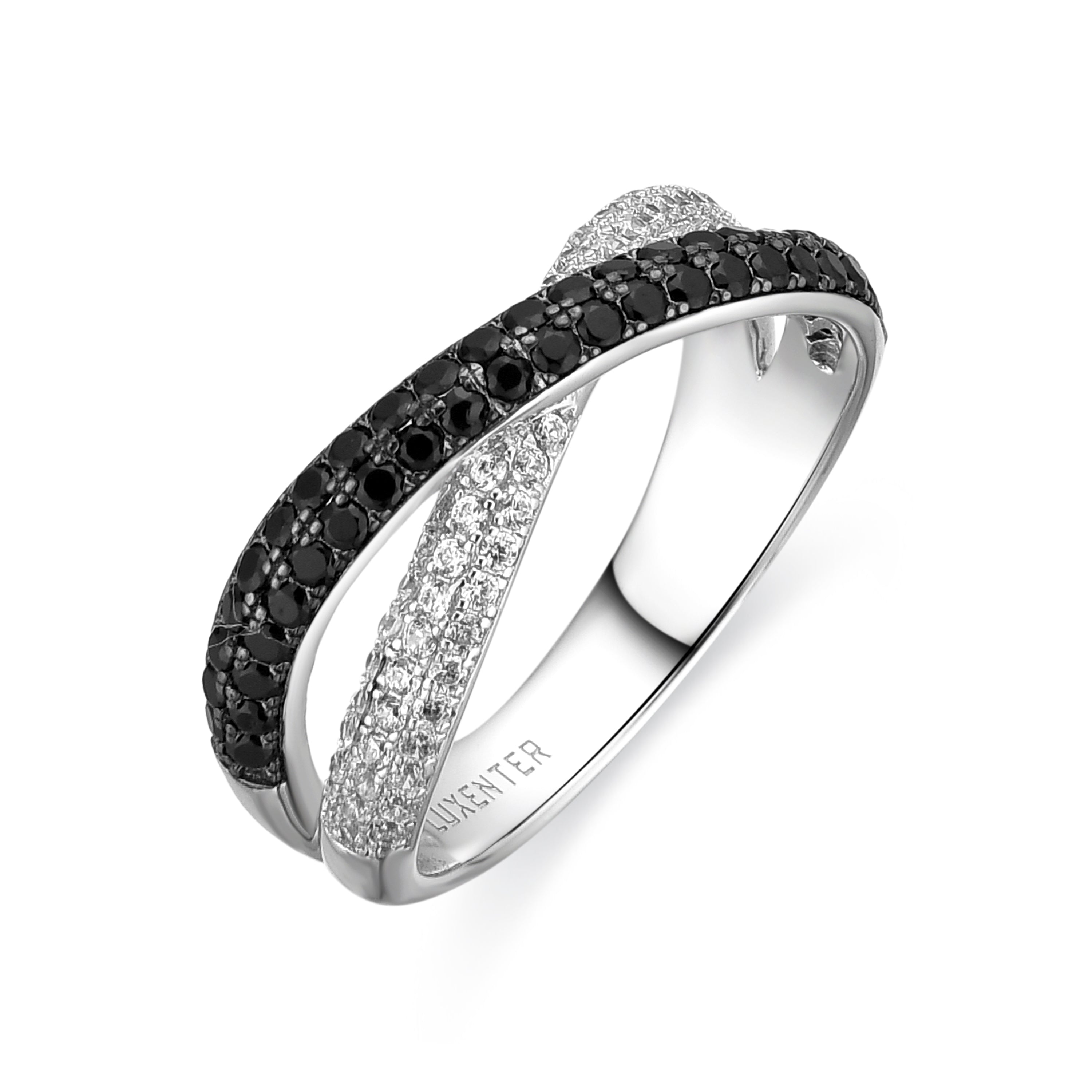 925 Sterling Silver and Onyx Zirconia Ring with Rhodium Finish - Miphus