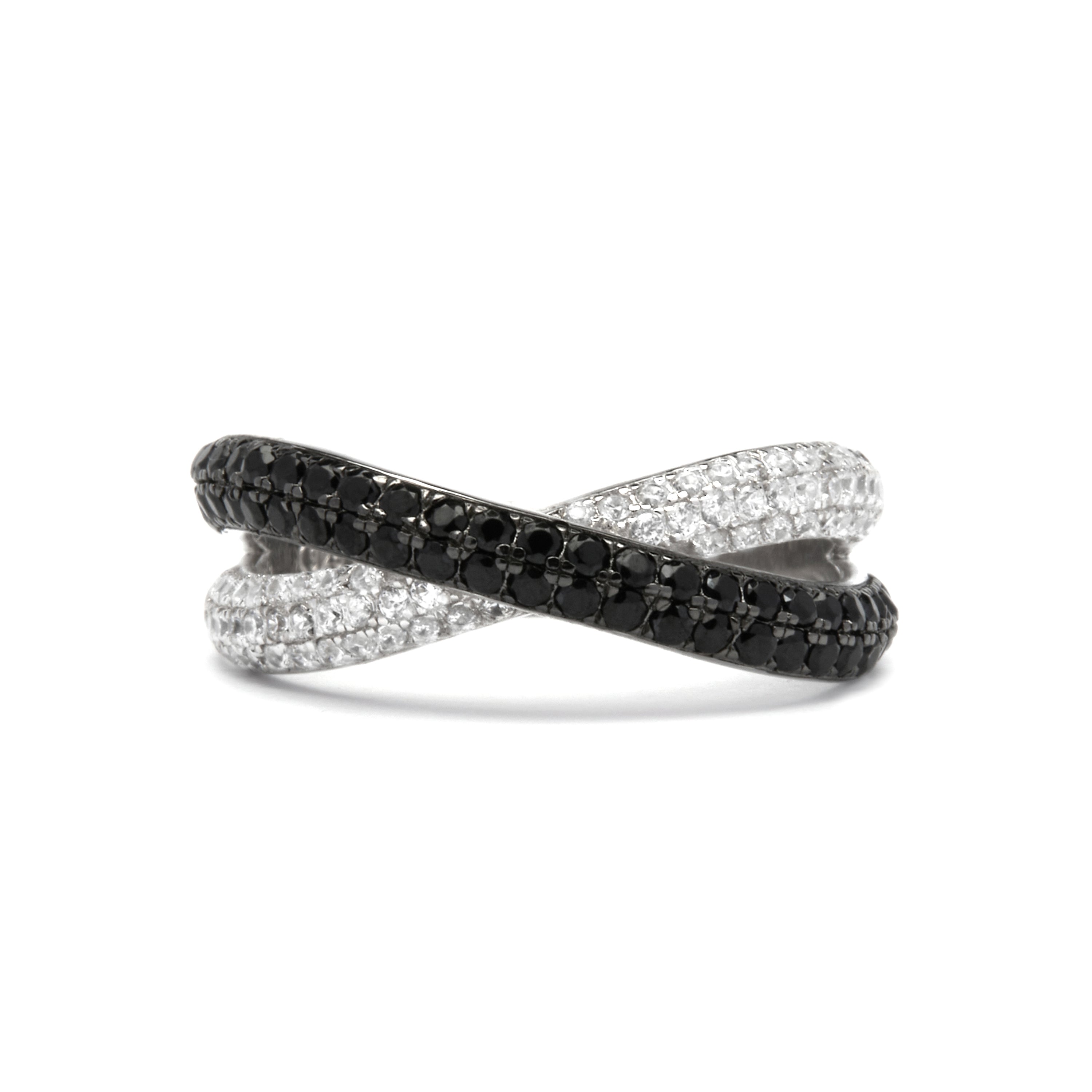 925 Sterling Silver and Onyx Zirconia Ring with Rhodium Finish - Miphus