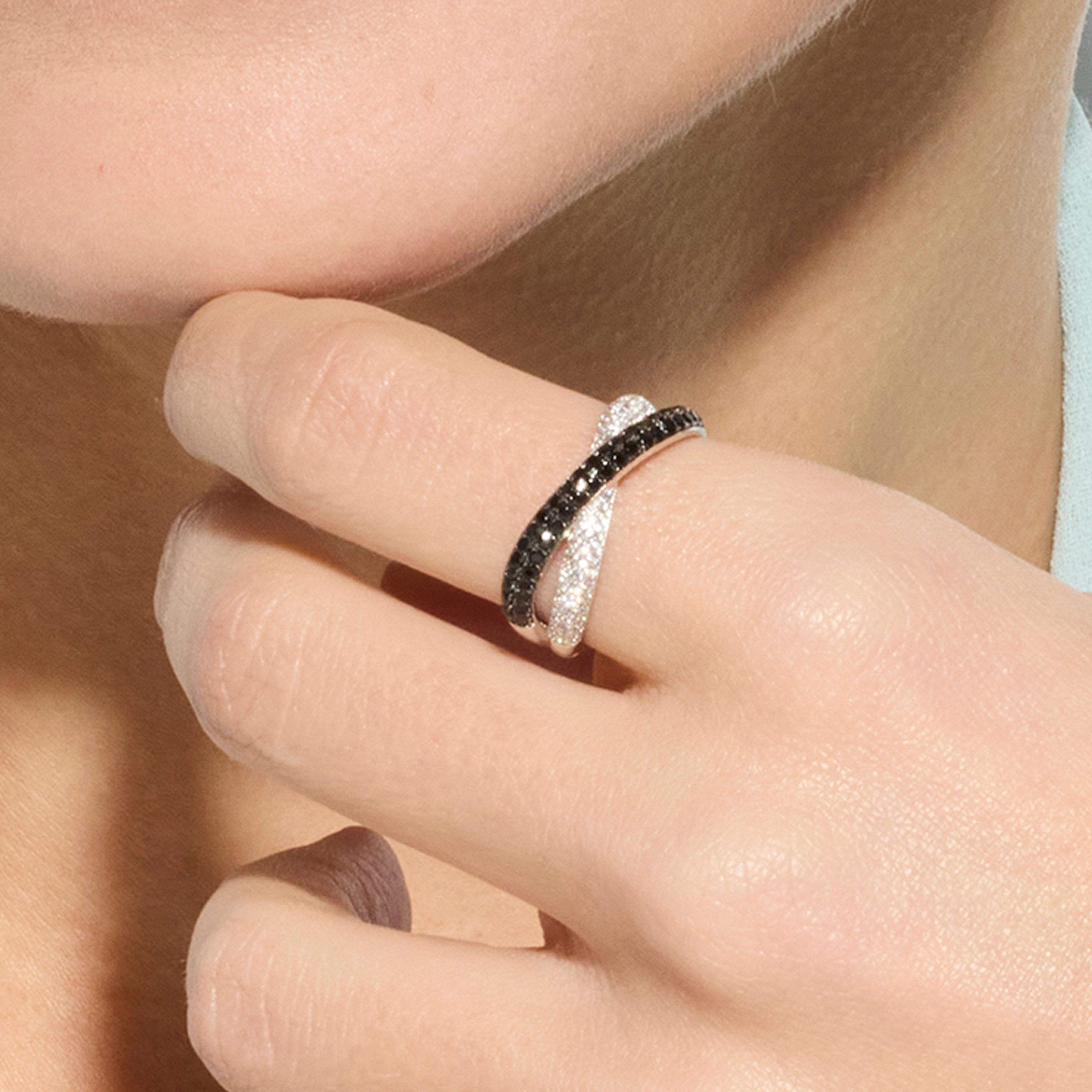 925 Sterling Silver and Onyx Zirconia Ring with Rhodium Finish - Miphus