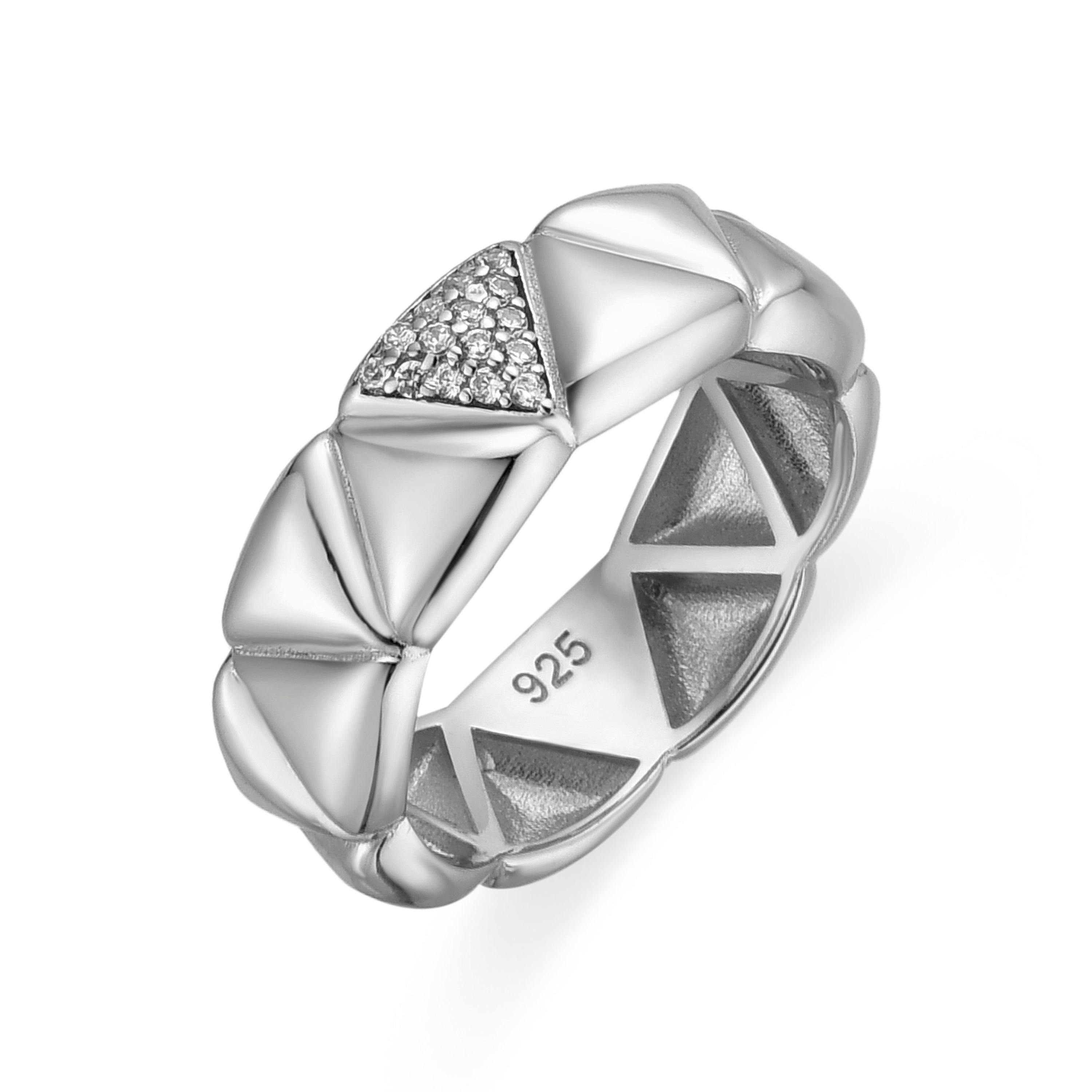 925 Sterling Silver and Brilliant Zirconia Ring with Rhodium Finish - Imwa
