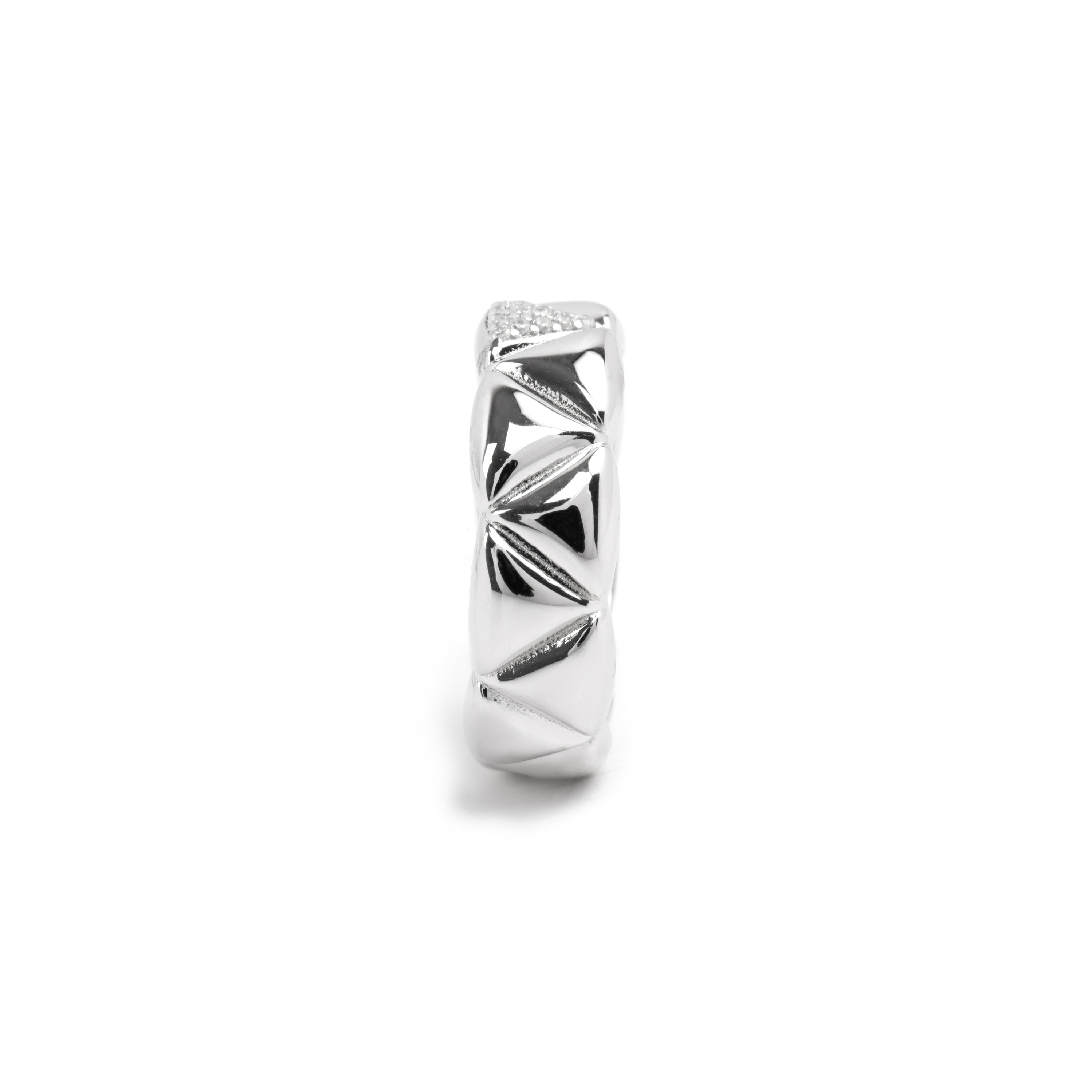 925 Sterling Silver and Brilliant Zirconia Ring with Rhodium Finish - Imwa