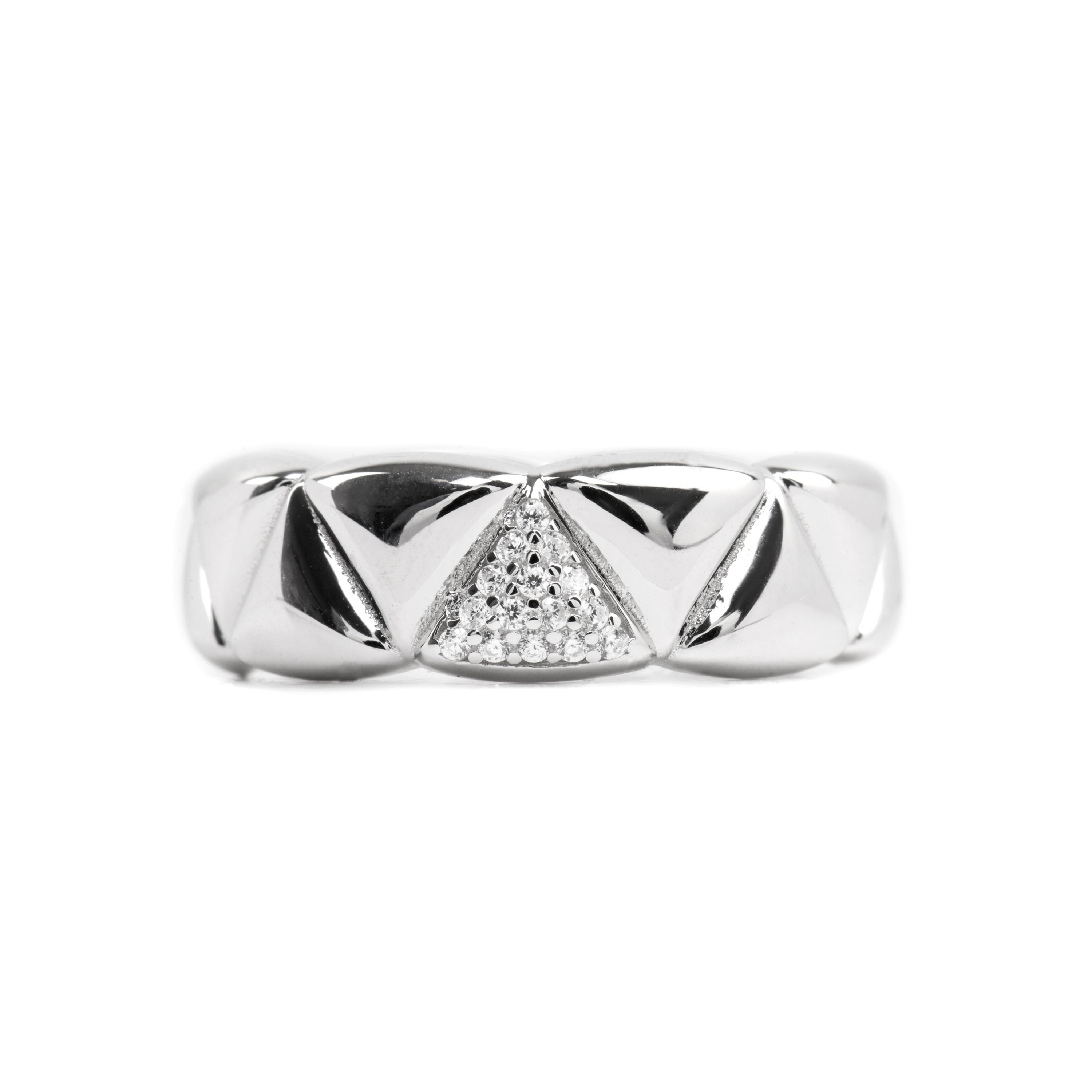 925 Sterling Silver and Brilliant Zirconia Ring with Rhodium Finish - Imwa