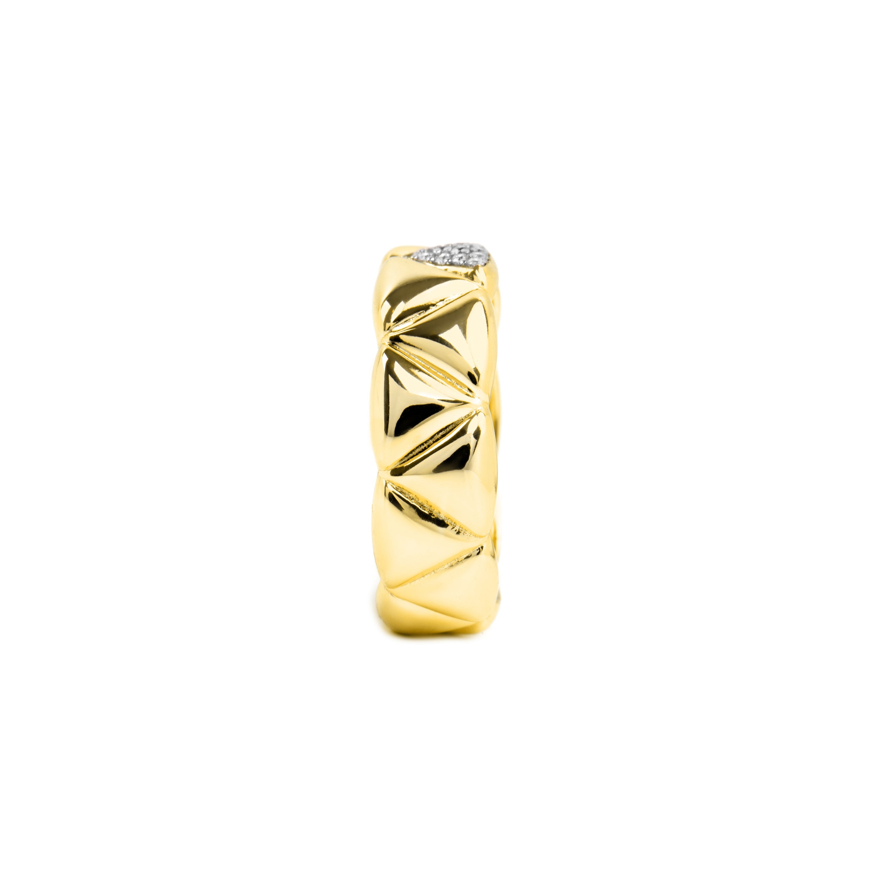 Anel de Prata de Lei 925 e Zircônia Brilhante com acabamento em ouro amarelo 18k - Imwa