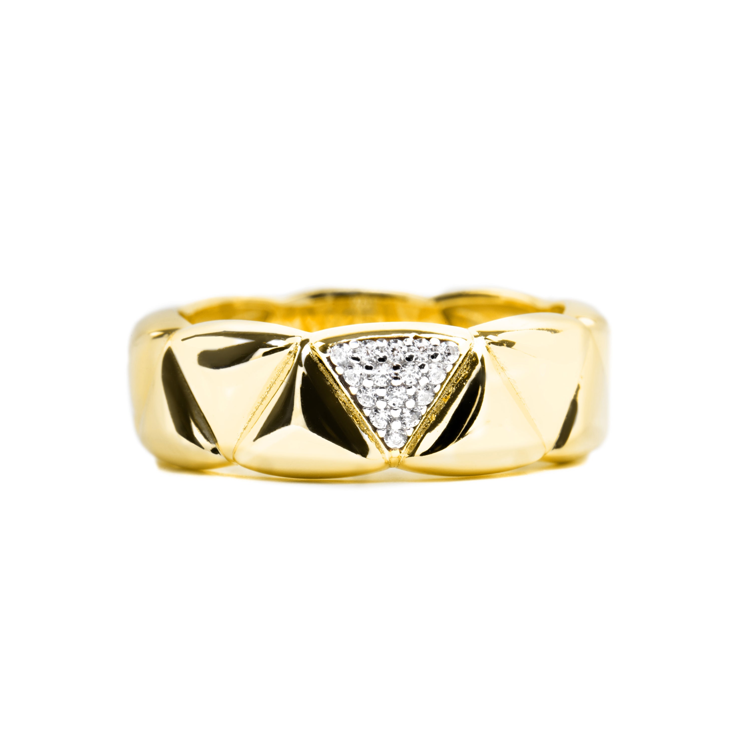 Anel de Prata de Lei 925 e Zircônia Brilhante com acabamento em ouro amarelo 18k - Imwa