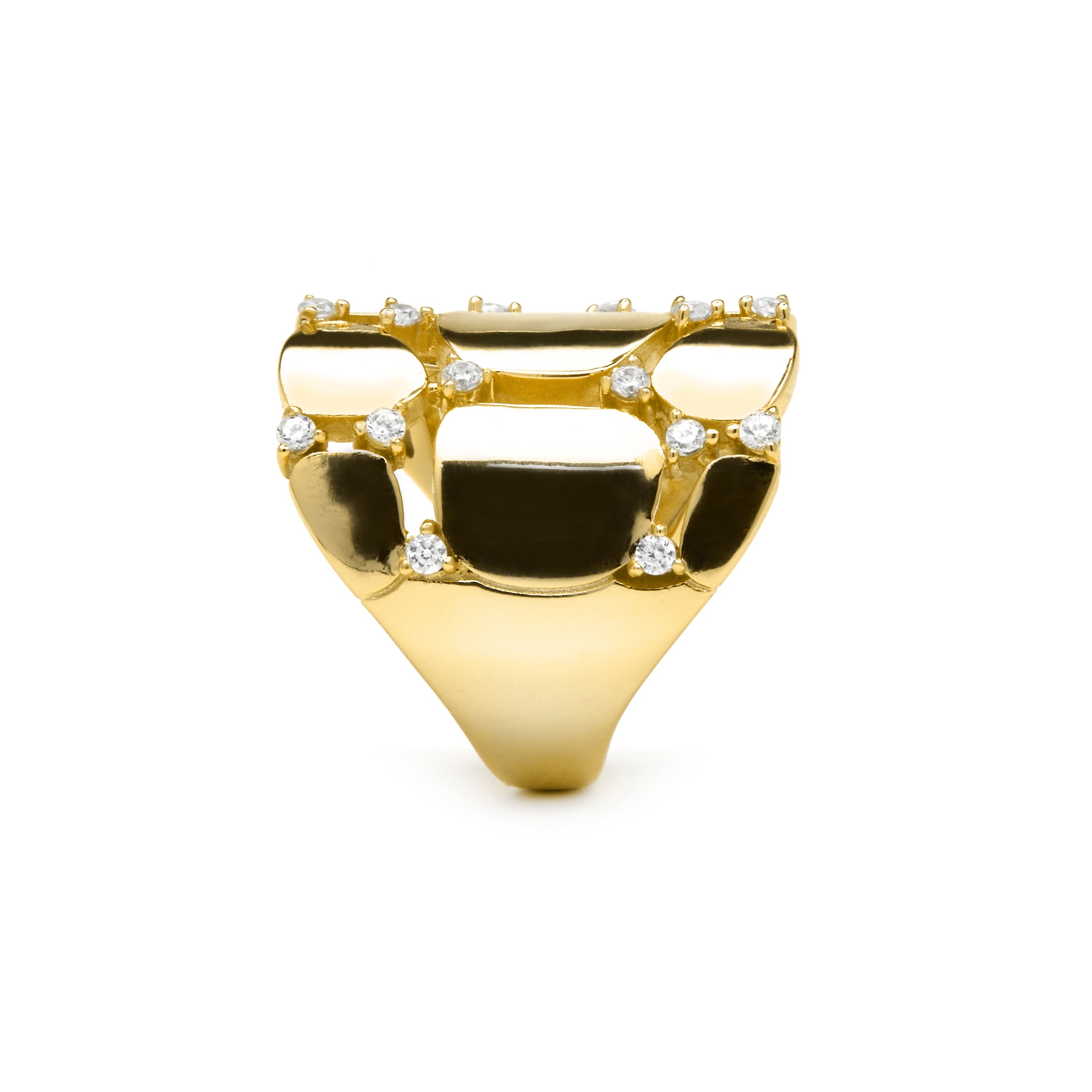 925 Sterling Silver and Brilliant Zirconia Ring, 18k Yellow Gold Finish - Agrox