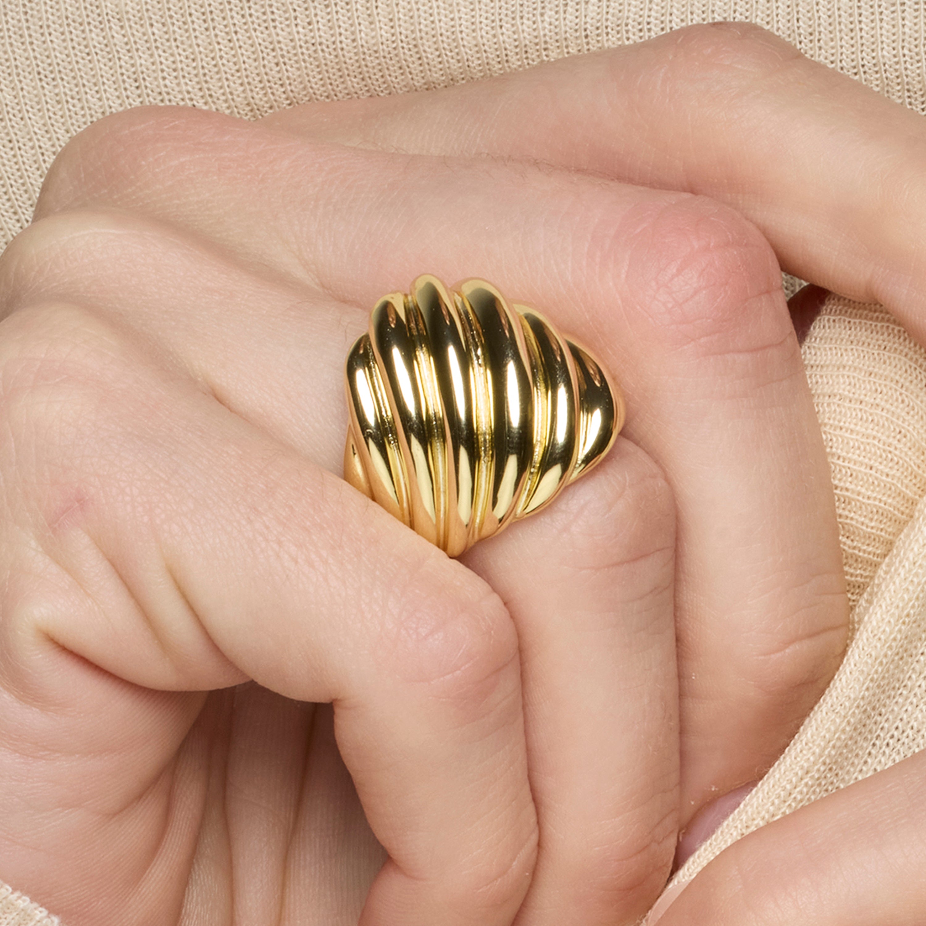 Anel de prata esterlina 925 com acabamento em ouro amarelo 18k - Goazar