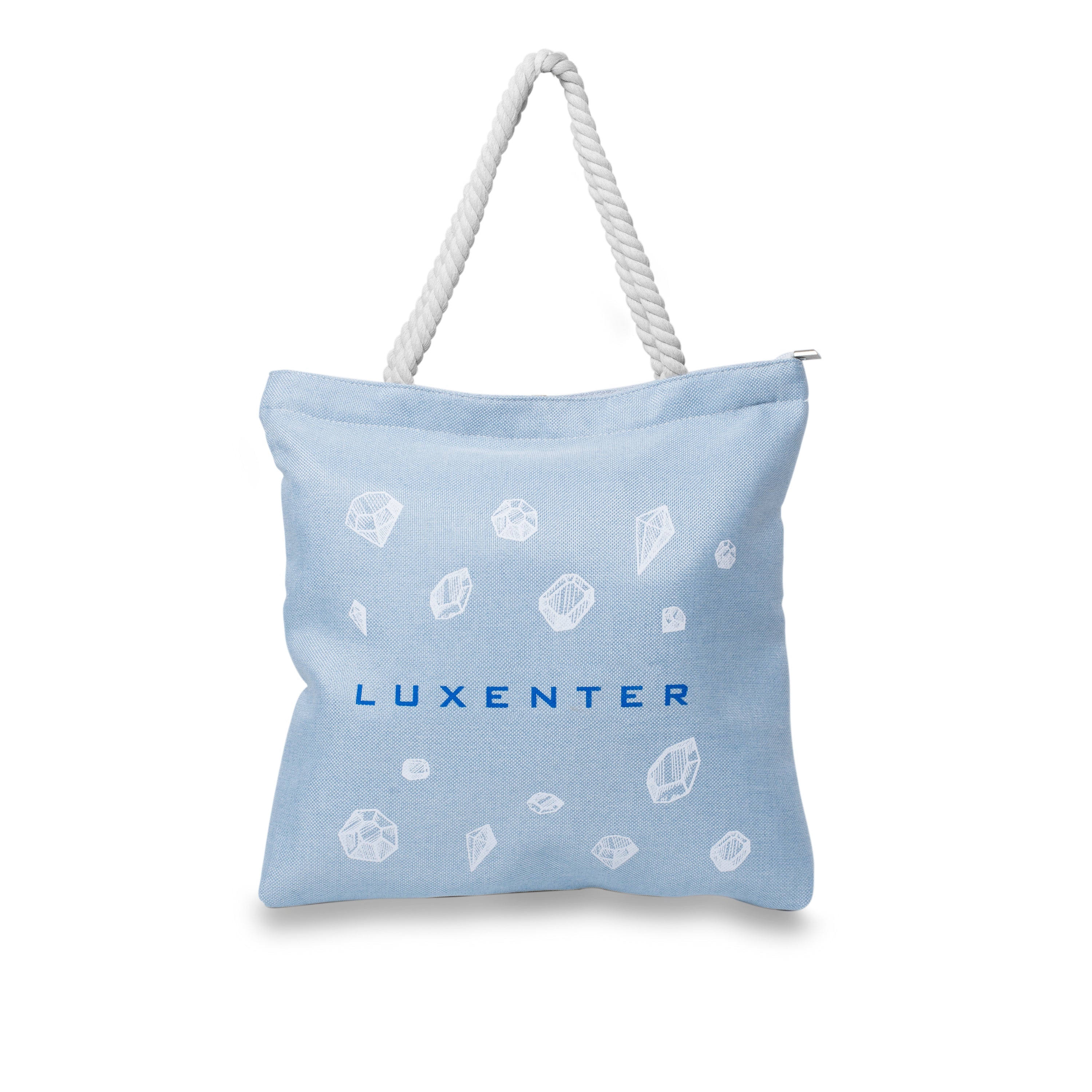 Bolso tela Azul con asa de Cuerda Blanca-Luxenter