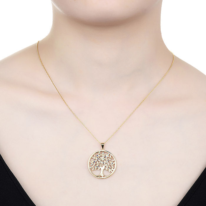 925 Sterling Silver Necklace with Multicolor Zirconia finished in 18K Yellow Gold - Apriu