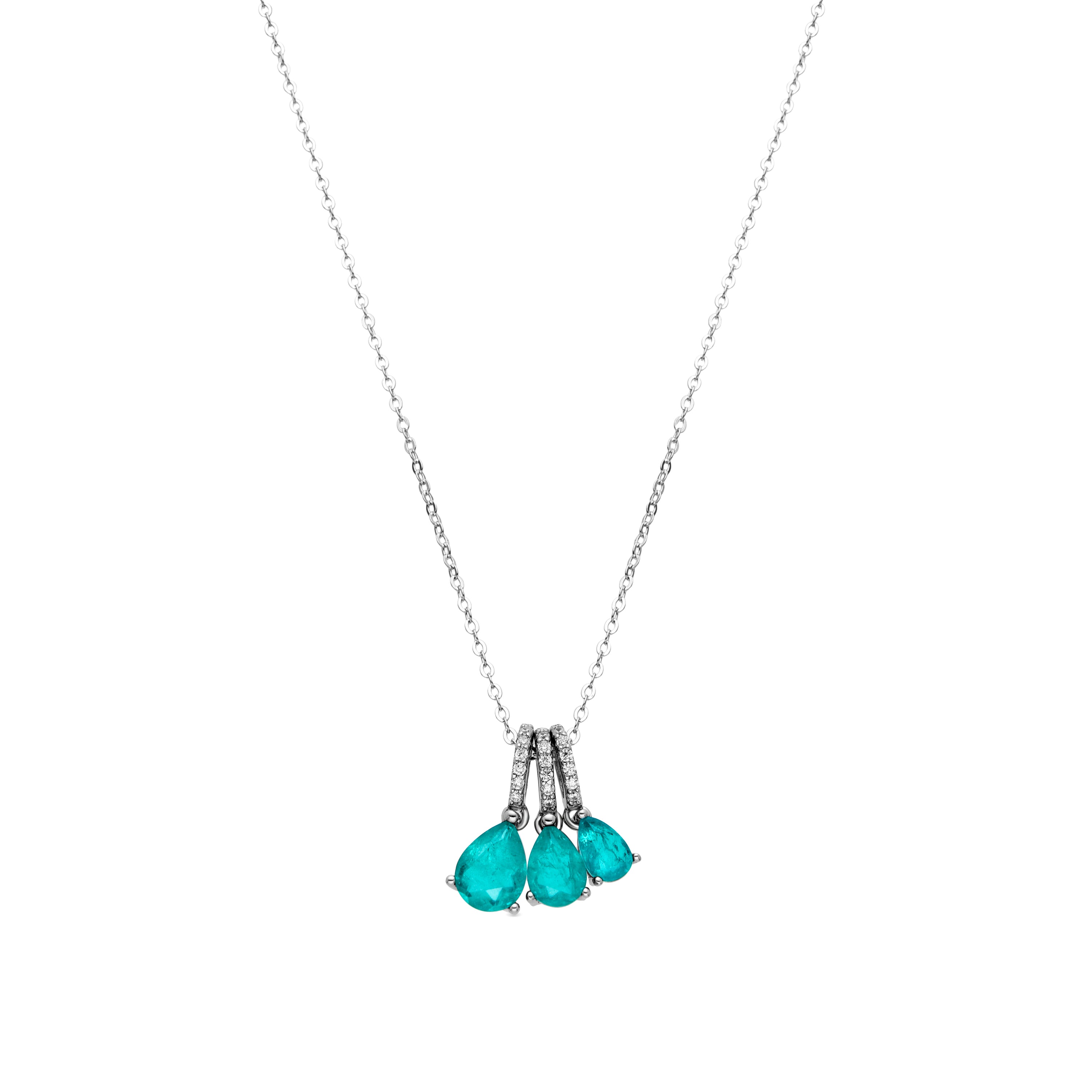925 Sterling Silver and Light Green Hydrothermal Quartz Necklace with Rhodium Finish - Kaiau