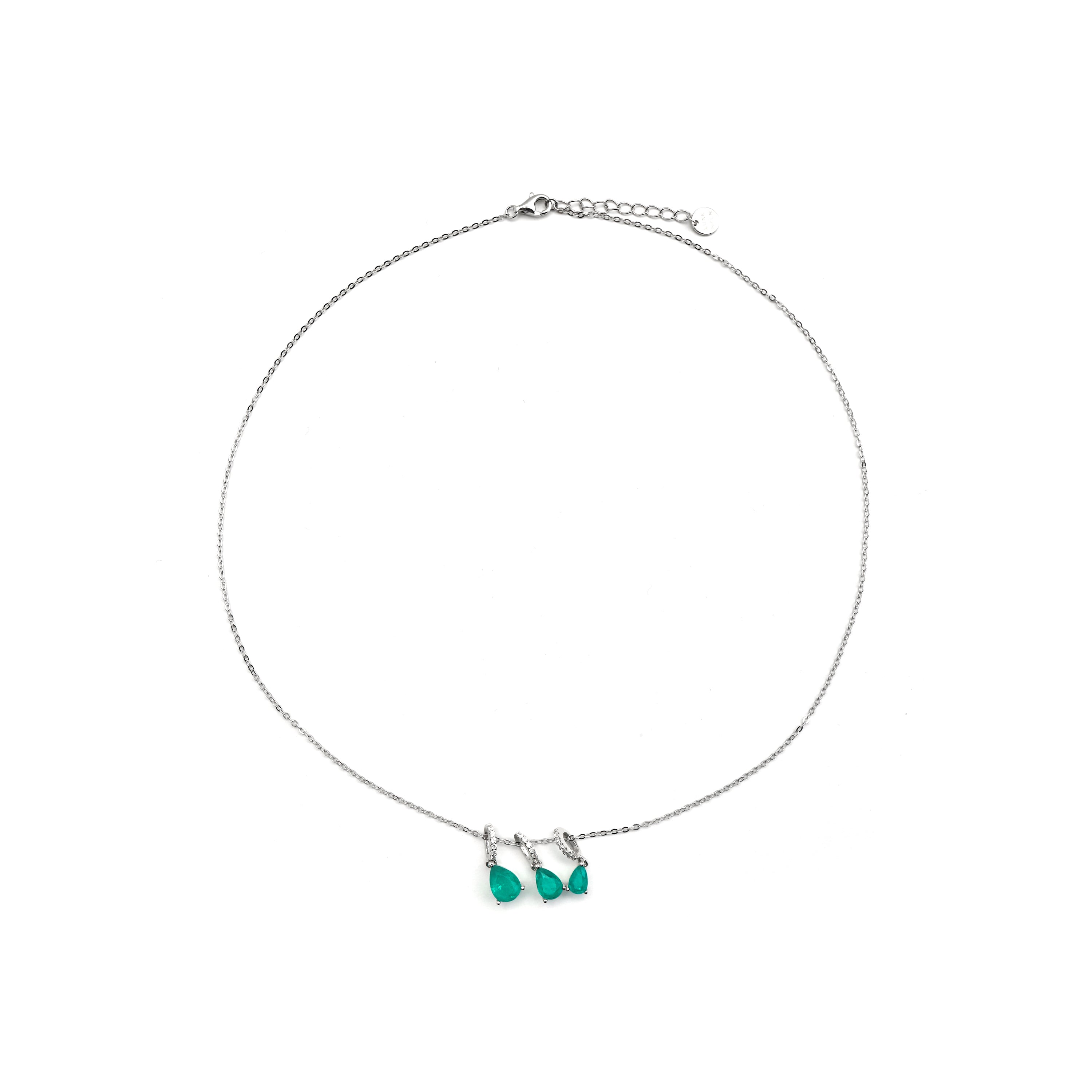 925 Sterling Silver and Light Green Hydrothermal Quartz Necklace with Rhodium Finish - Kaiau