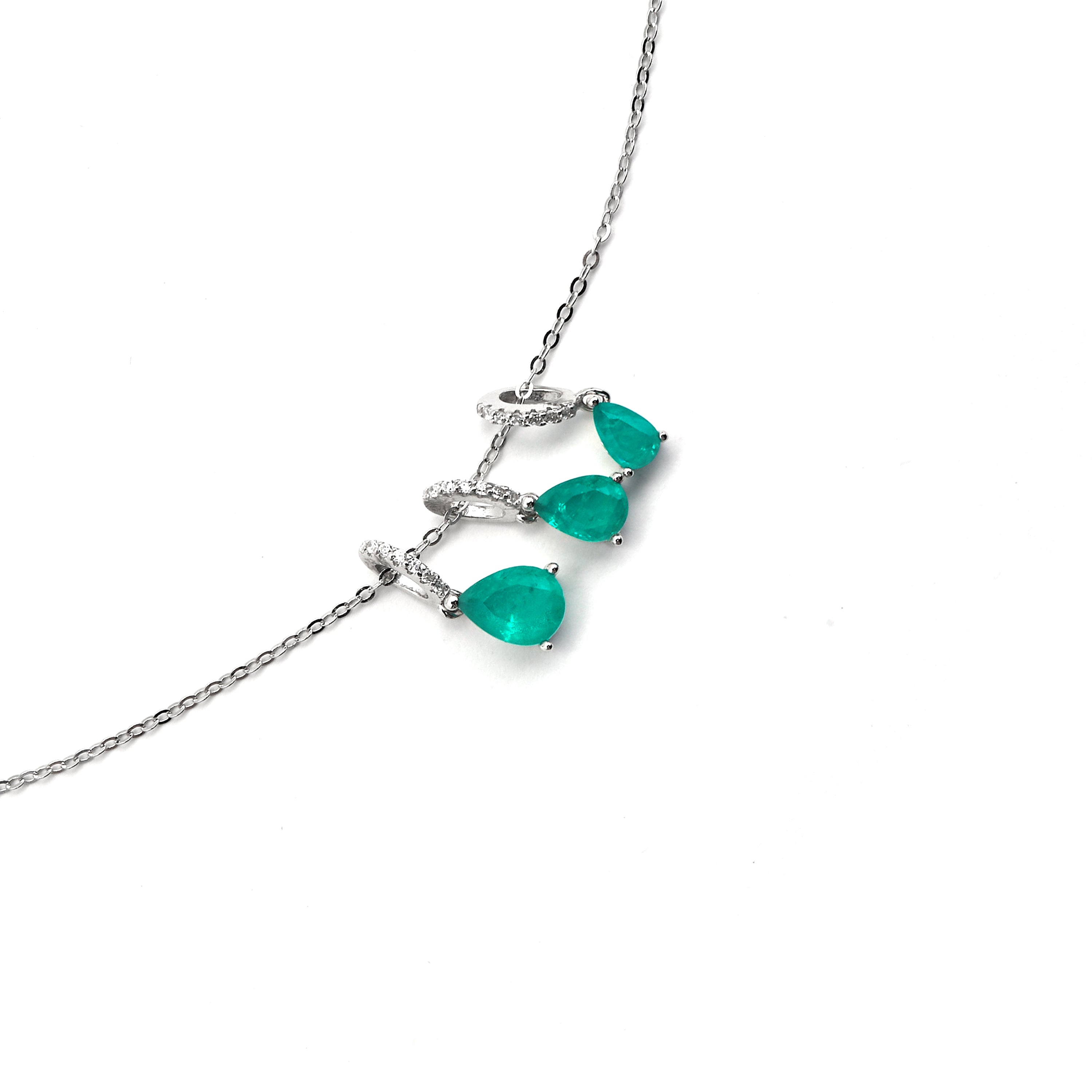925 Sterling Silver and Light Green Hydrothermal Quartz Necklace with Rhodium Finish - Kaiau