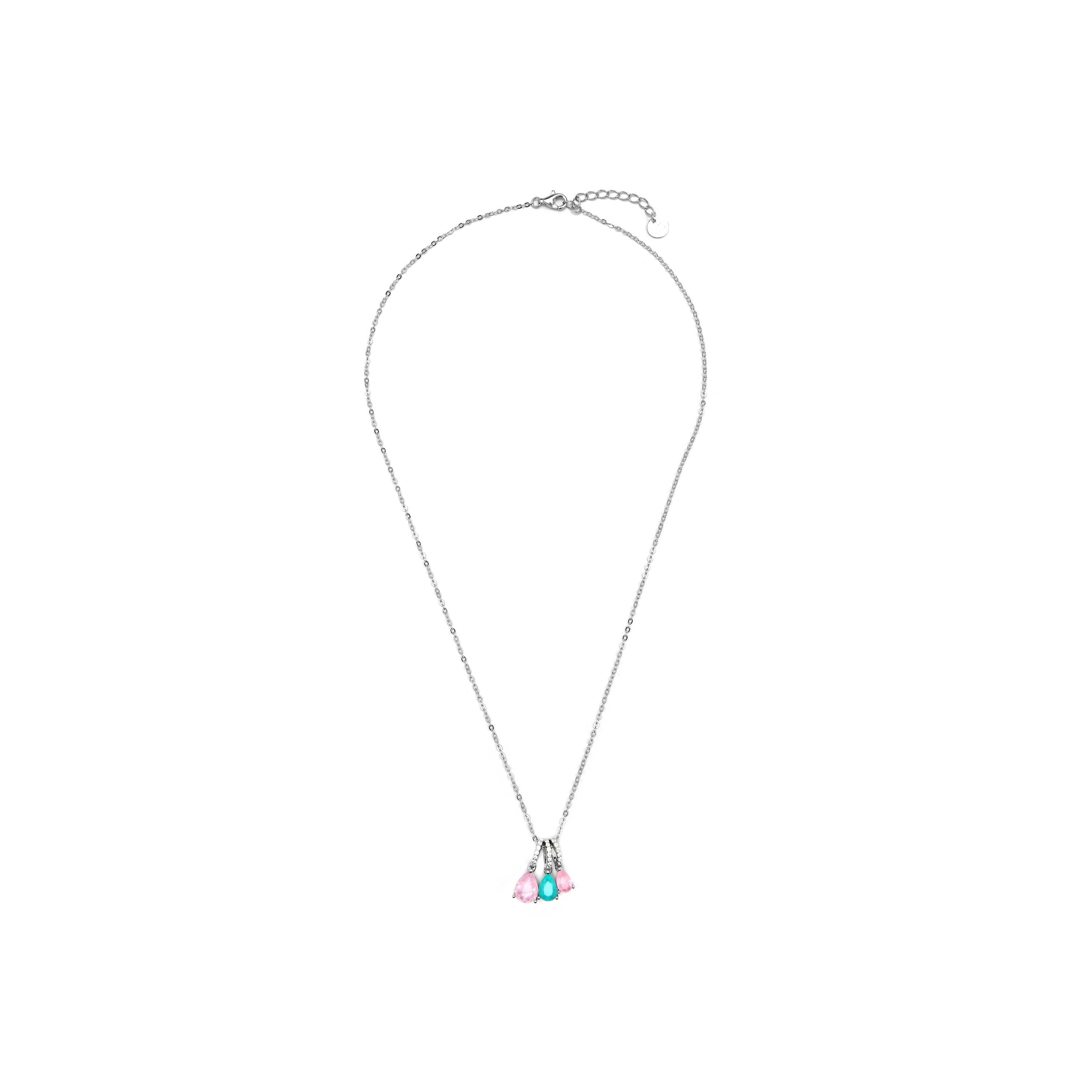 Collar de Plata de Ley 925 y Cuarzo Hidrotermal Multicolor acabado rodio - Kaiau