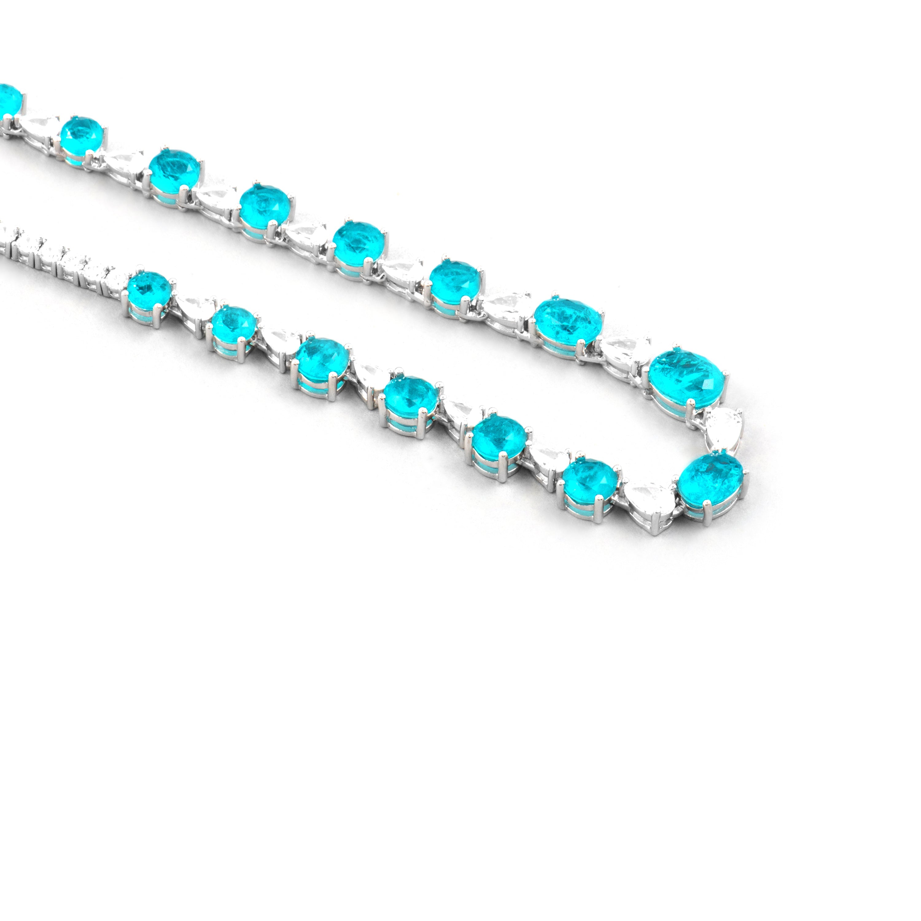 Collar de Plata de Ley 925 y Cuarzo Hidrotermal Verde Paraiba acabado rodio - Wiko